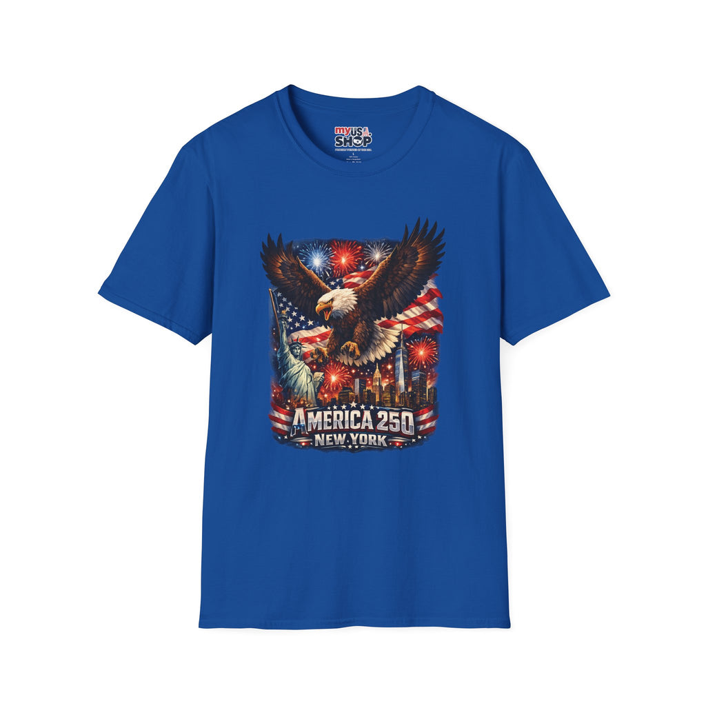 America 250 Patriotic Eagle T-Shirt — New York Fireworks Design
