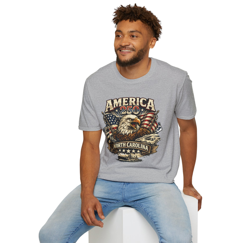 America 250 Eagle T-Shirt — Patriotic USA Flag Graphic (North Carolina)