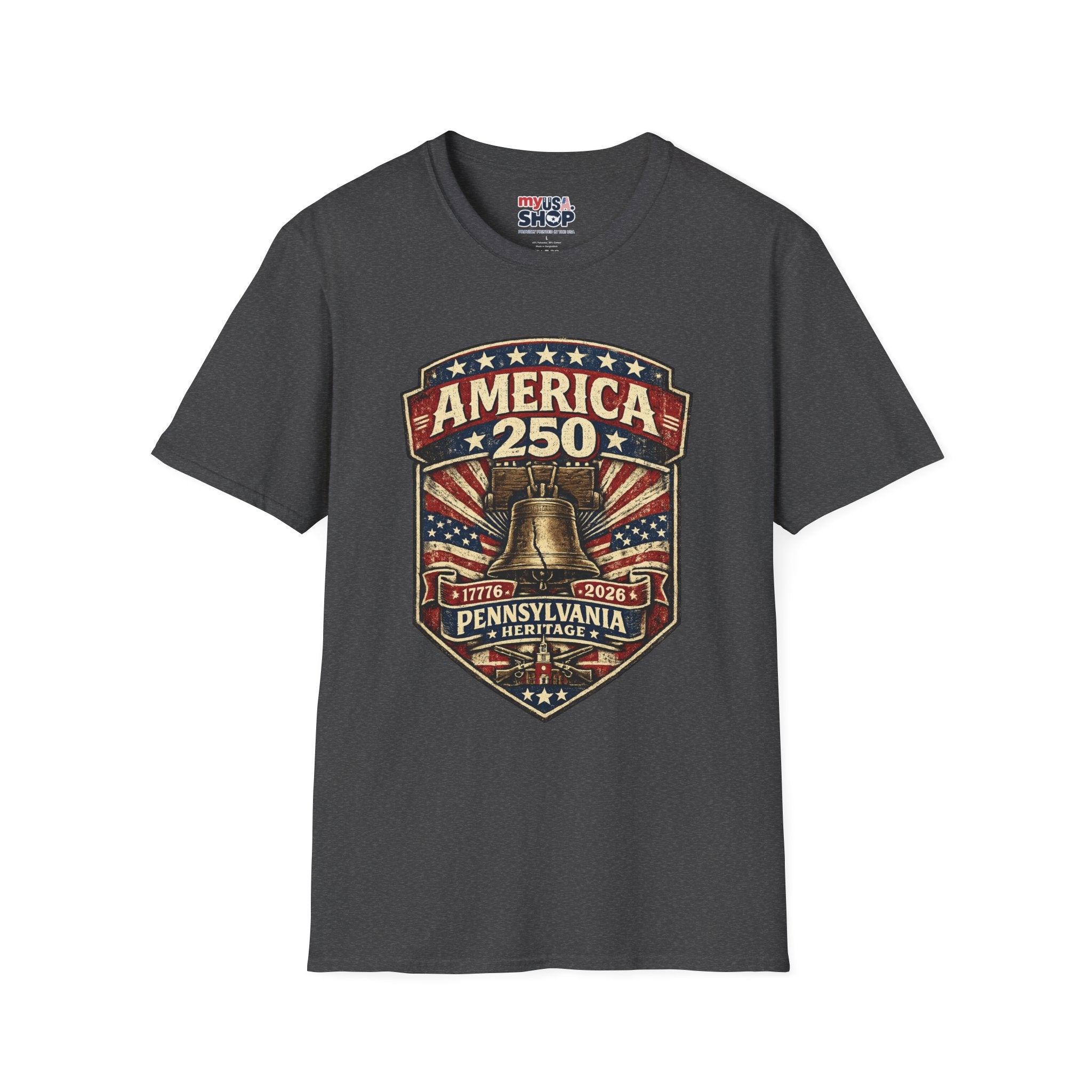 Pennsylvania America 250 Shirt — Vintage Liberty Bell Heritage Crest Tee