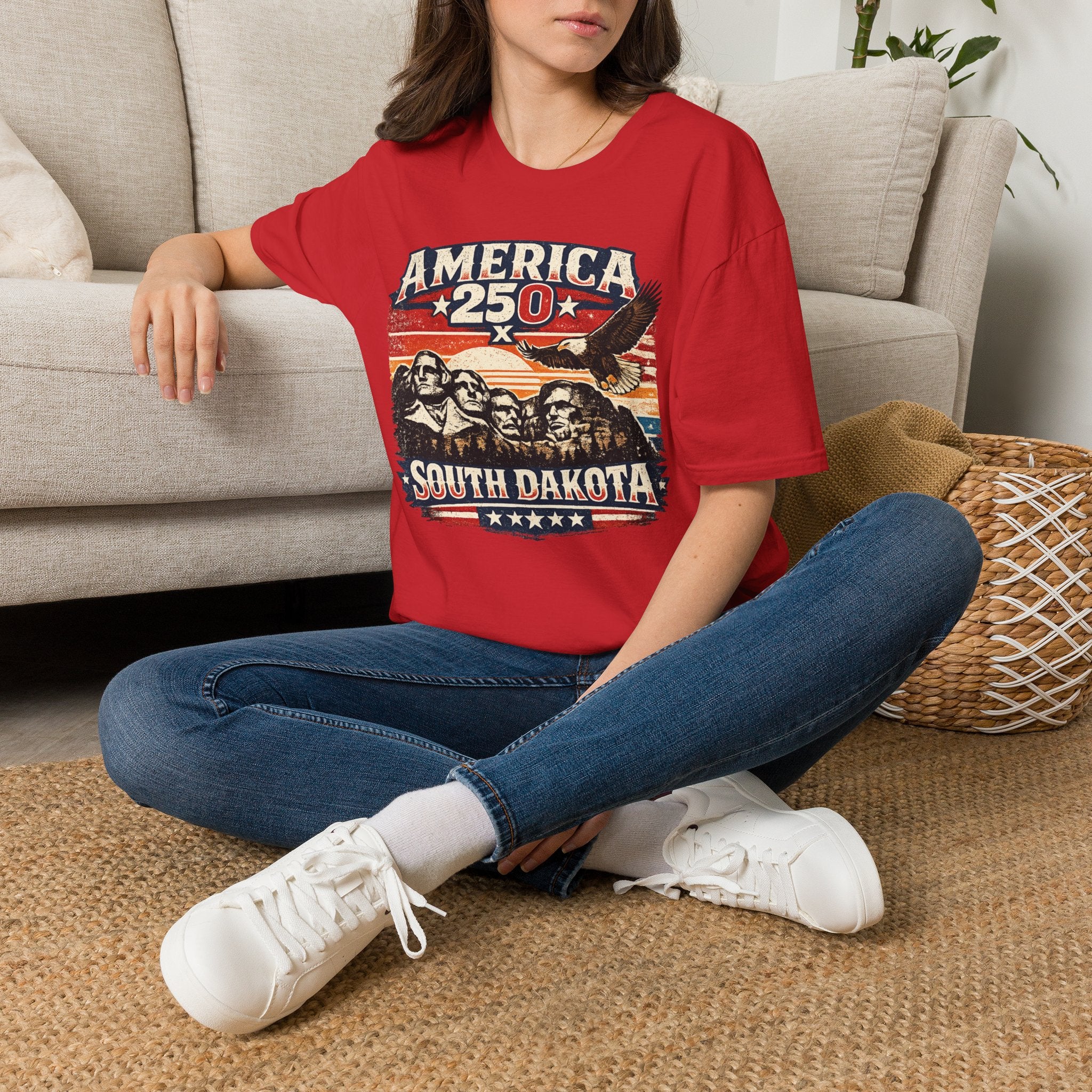 America 250 South Dakota T-Shirt — Vintage Eagle Patriotic USA Graphic Tee
