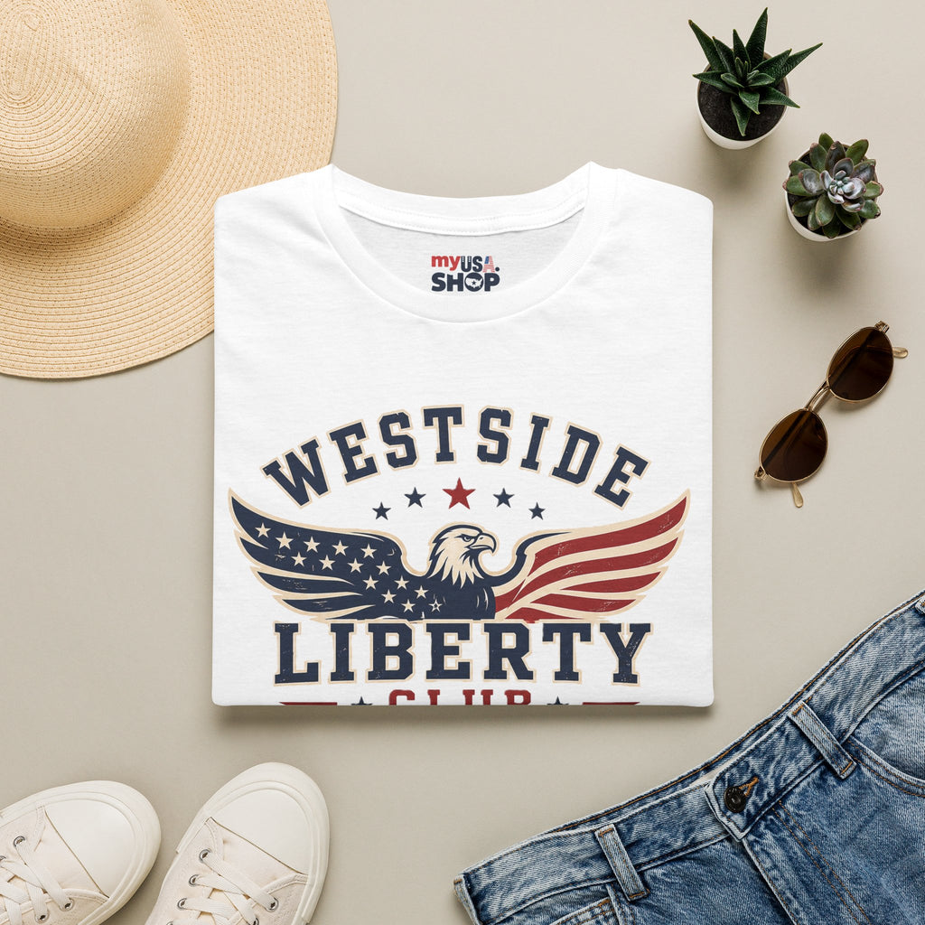 Westside Liberty Club T-Shirt — Patriotic Eagle America 250 Graphic Tee