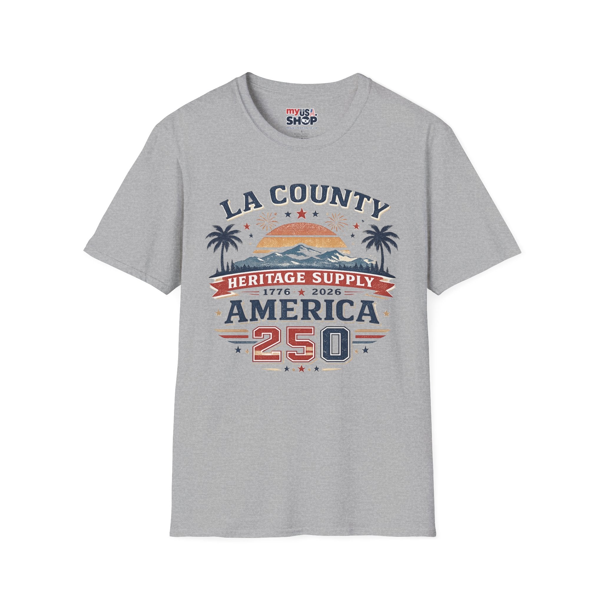 LA County Heritage Supply America 250 T-Shirt — 1776–2026 Vintage Sunset Tee
