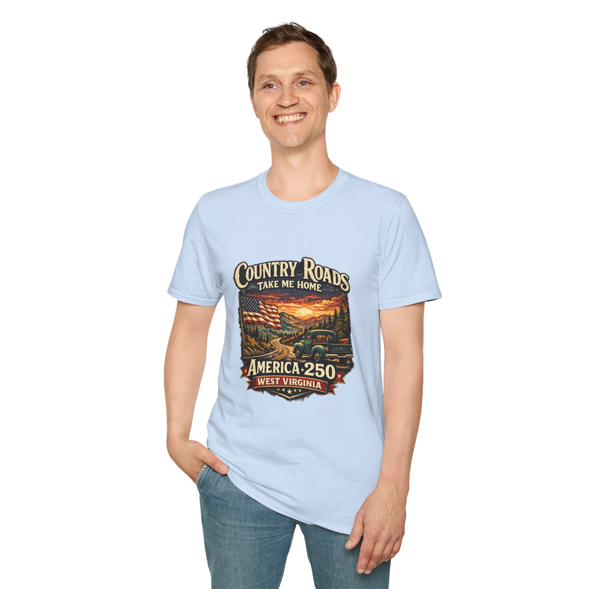 America 250 T-Shirt — "Take Me Home" West Virginia Scenic Graphic Tee