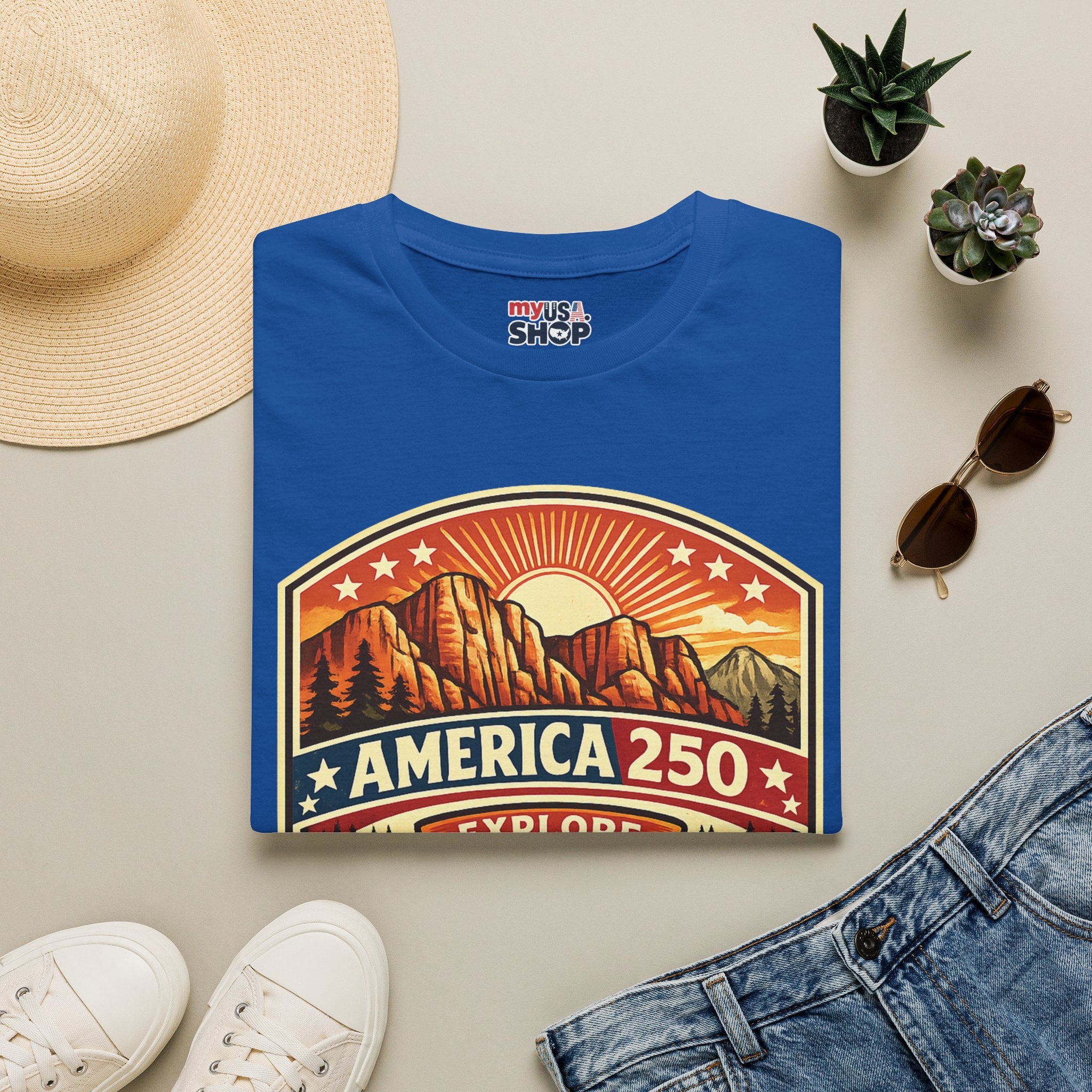America 250 T-Shirt Utah Explore Freedom Vintage National Park Badge