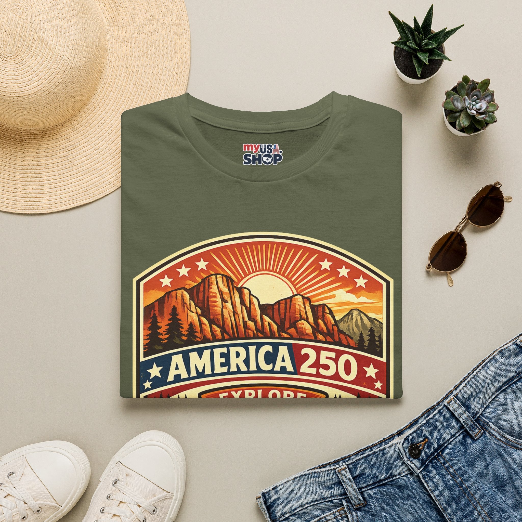 America 250 T-Shirt Utah Explore Freedom Vintage National Park Badge