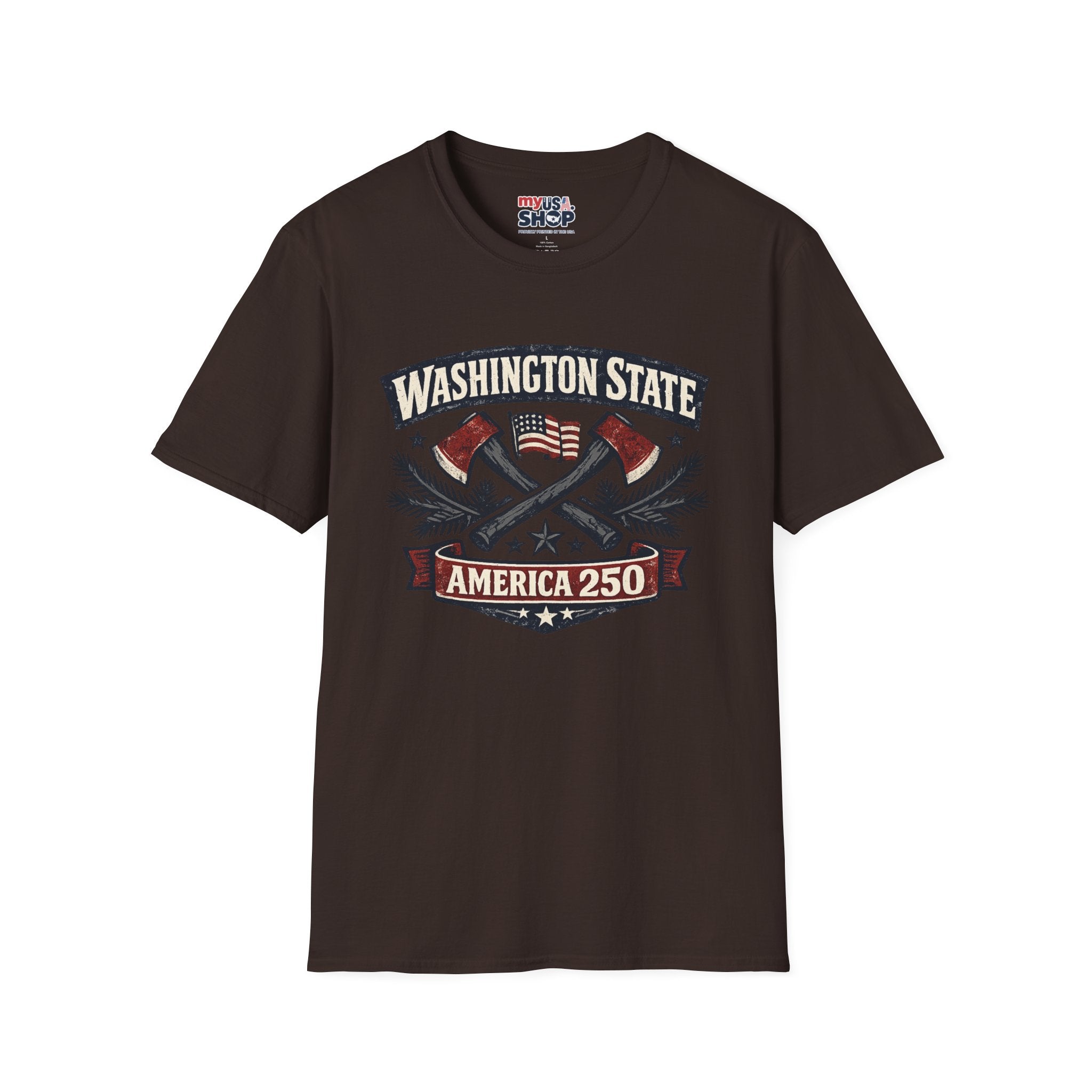 America 250 Washington State T-Shirt —  Axes Retro Graphic Tee