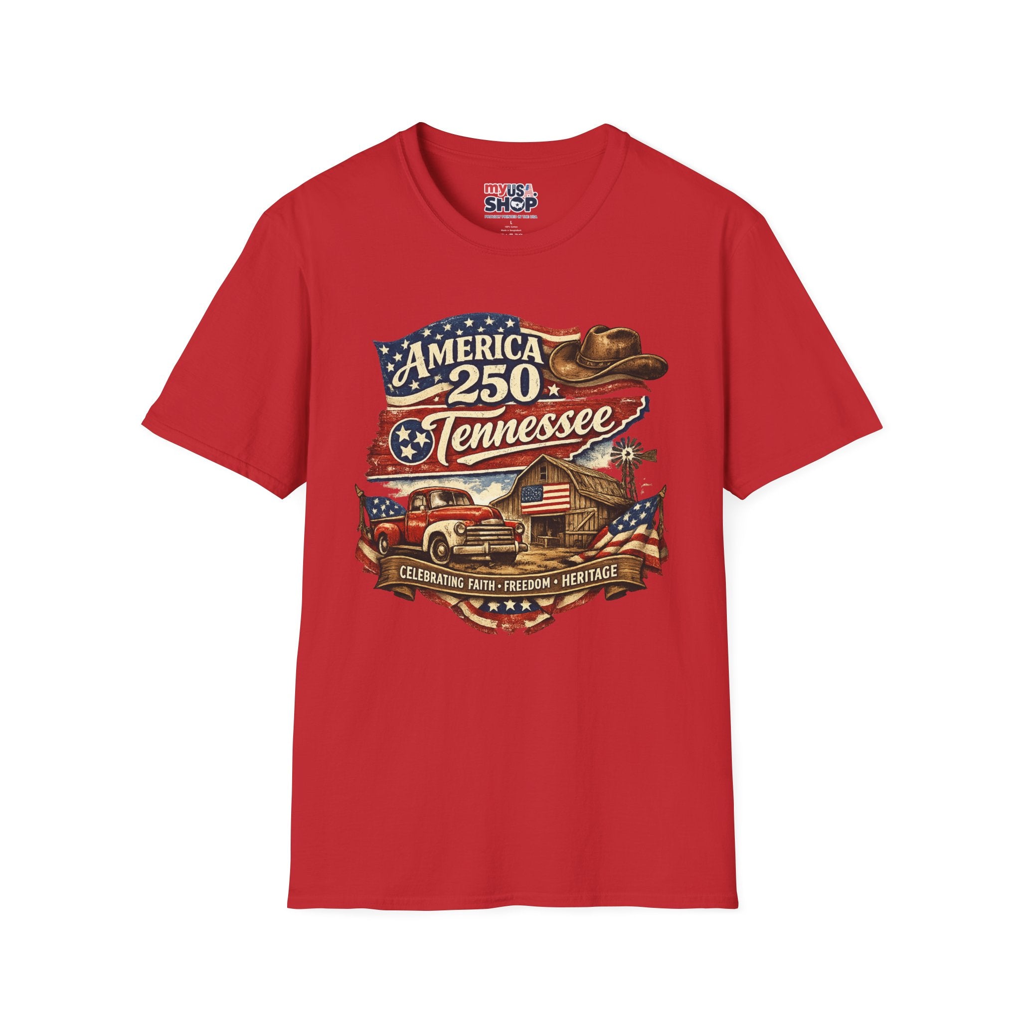 America 250 Tennessee T-Shirt — Celebrating Faith Freedom Heritage Graphic Tee