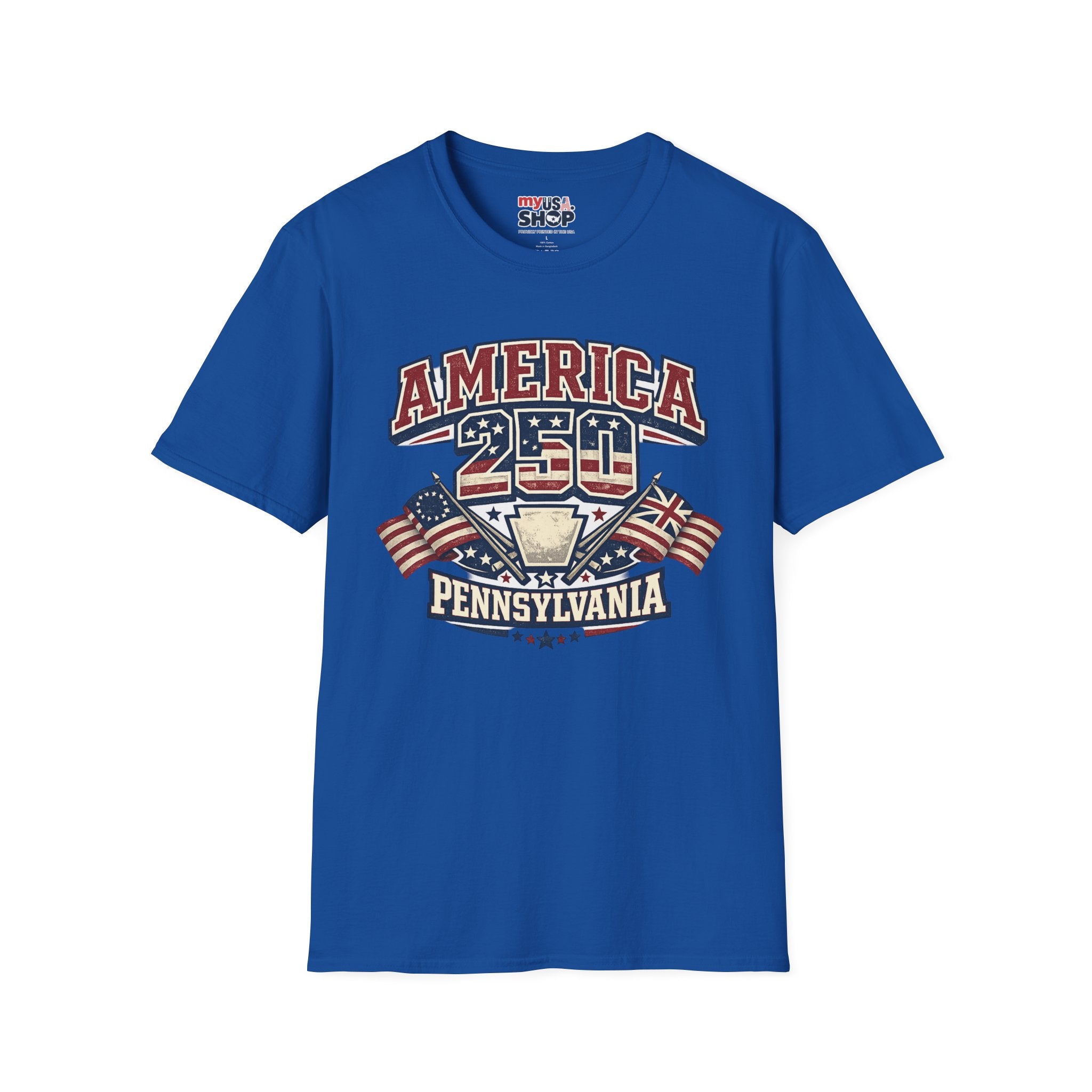 Pennsylvania America 250 Shirt — Retro Patriotic Varsity Graphic Tee