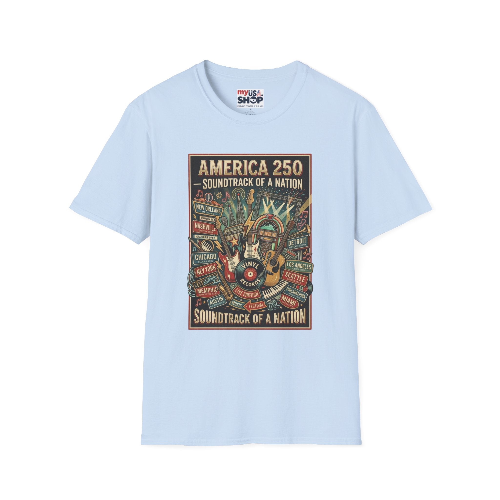 America 250 "Soundtrack of a Nation" T-Shirt — Patriotic Music Festival Tee Pop Culture