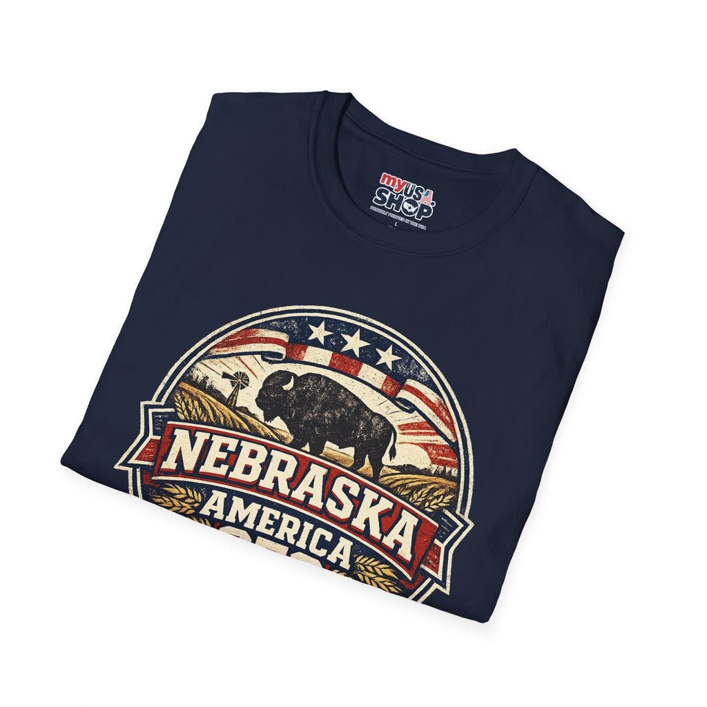 Nebraska Buffalo Retro T-Shirt — America 250 Vintage State Pride Tee