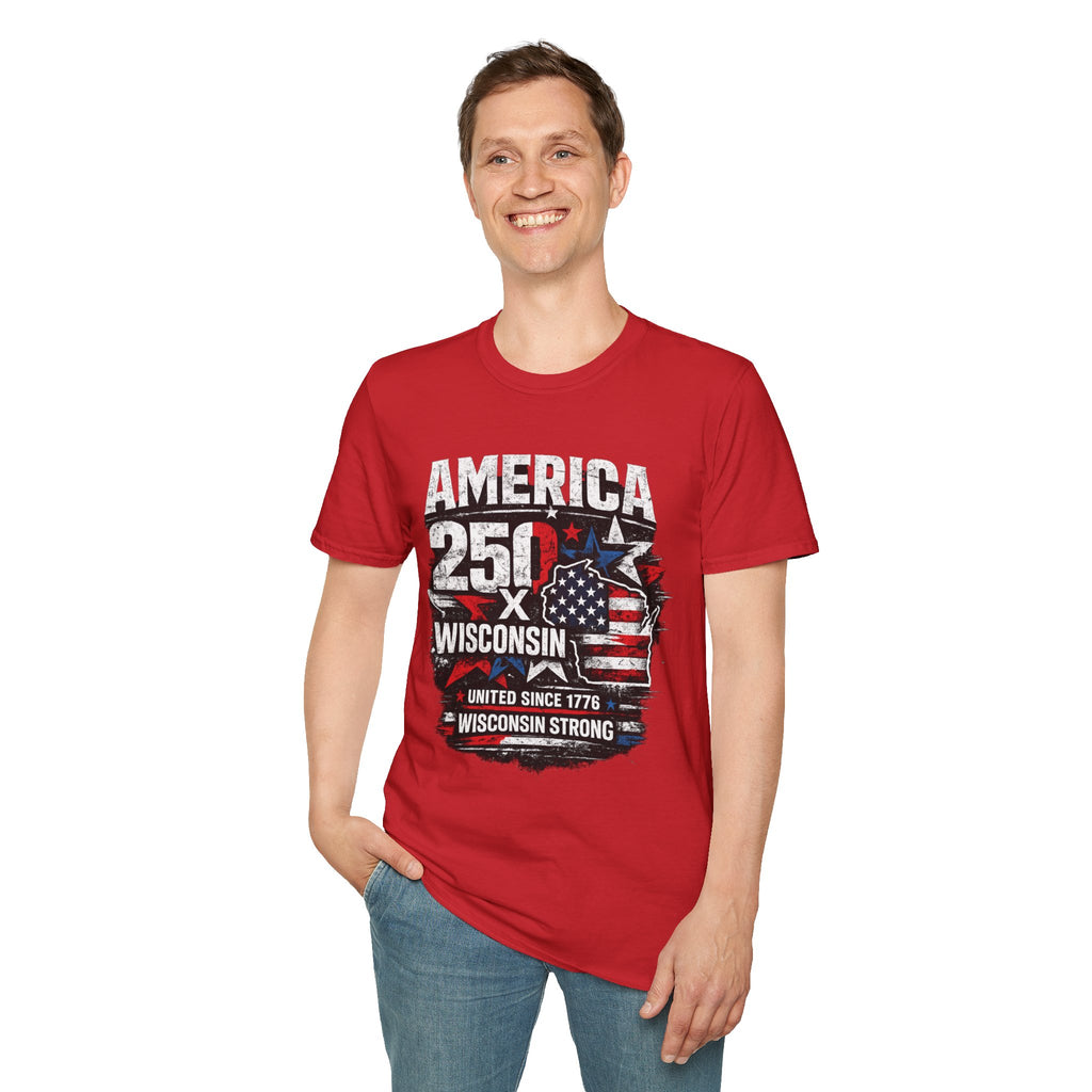 America 250 Wisconsin T-Shirt — USA 1776 Celebration Tee