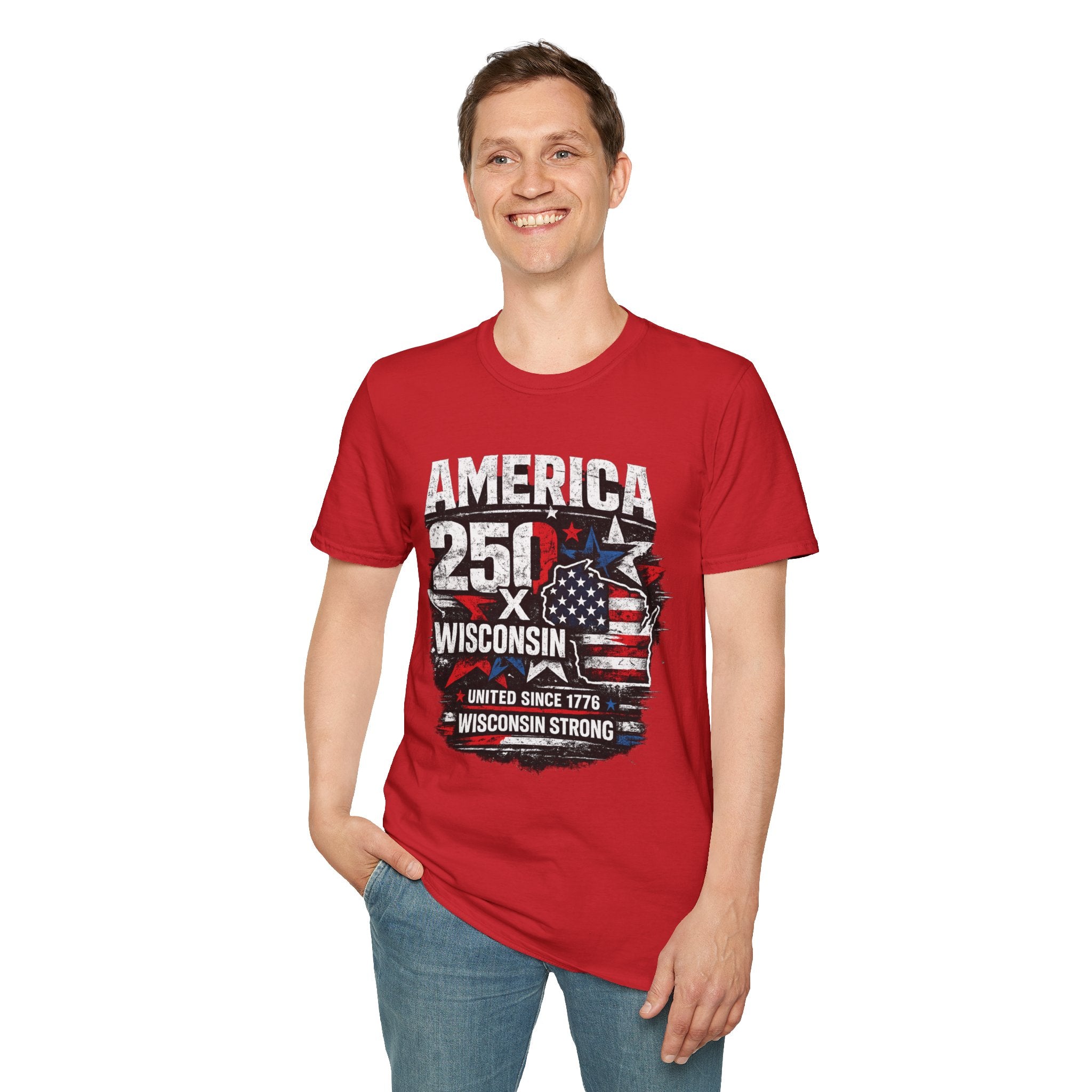 America 250 Wisconsin T-Shirt — USA 1776 Celebration Tee