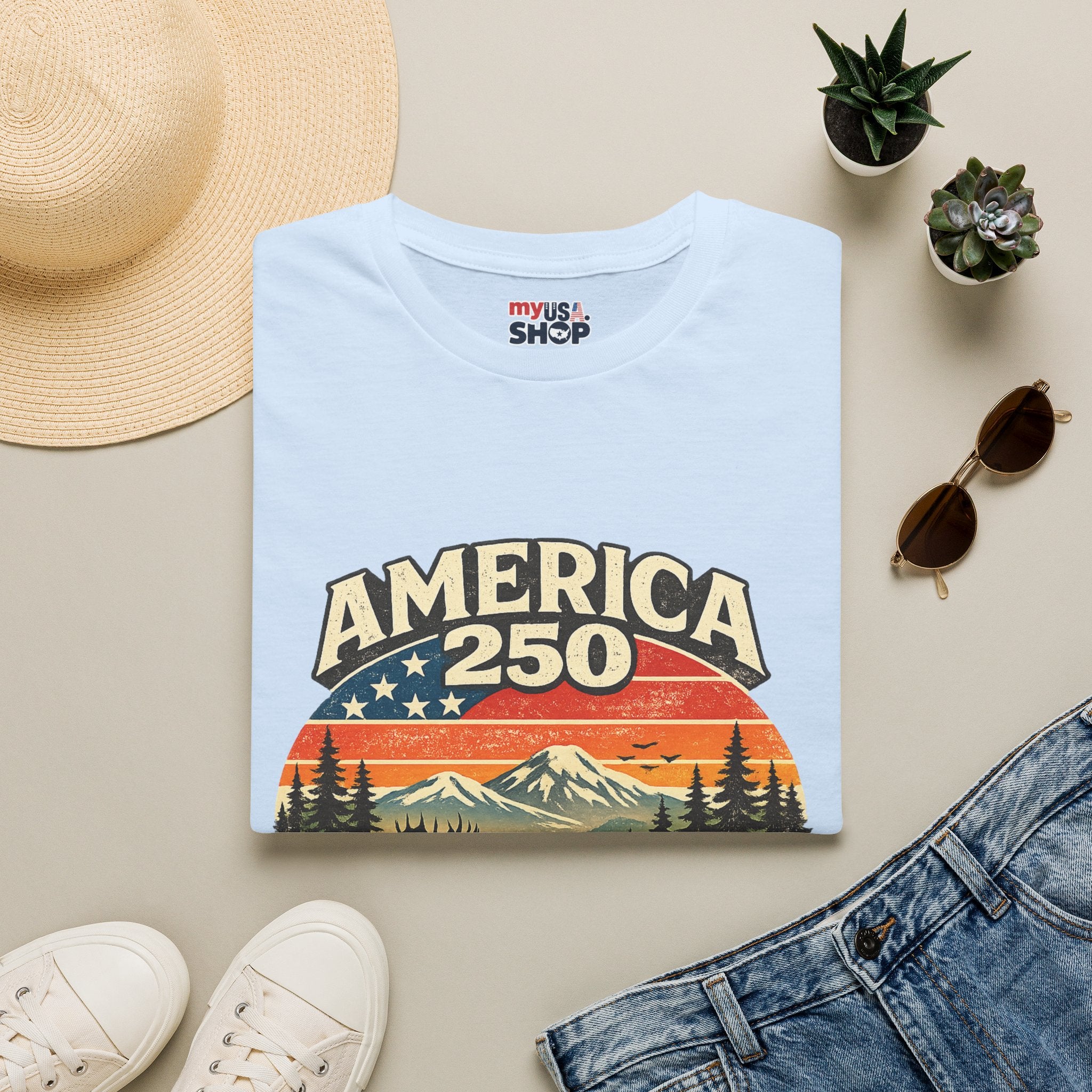 America 250 Oregon Shirt — Retro Wildlife Sunset Graphic Tee