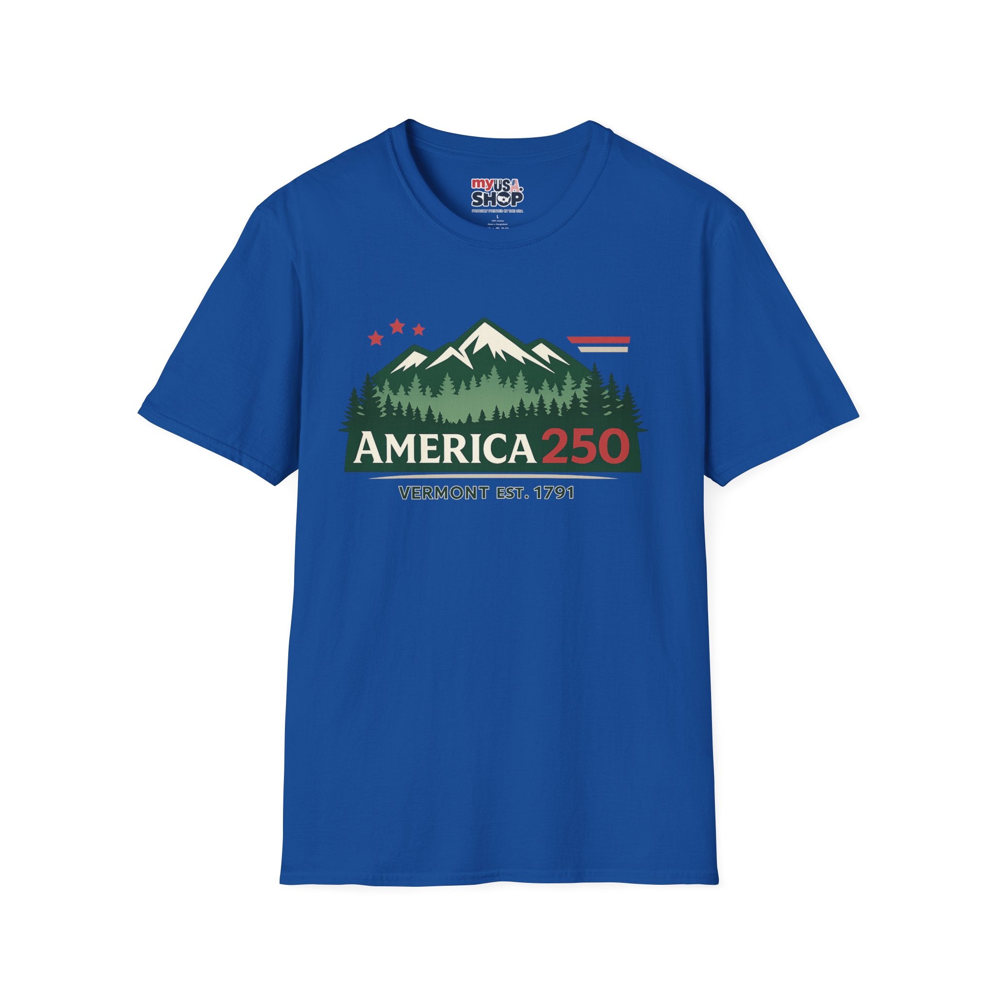 America 250 – Vermont Est. 1791 Mountain Star Vintage Tee Design