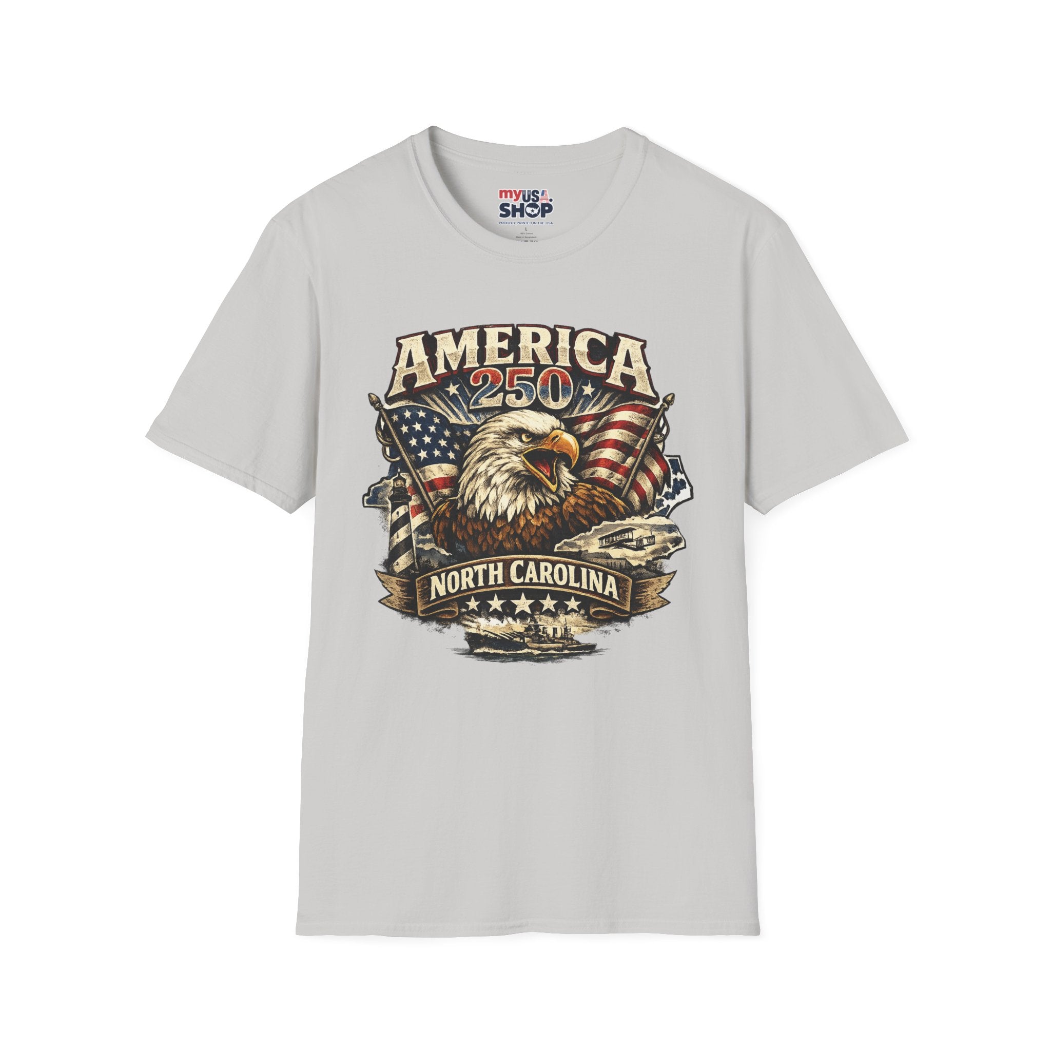 America 250 Eagle T-Shirt — Patriotic USA Flag Graphic (North Carolina)