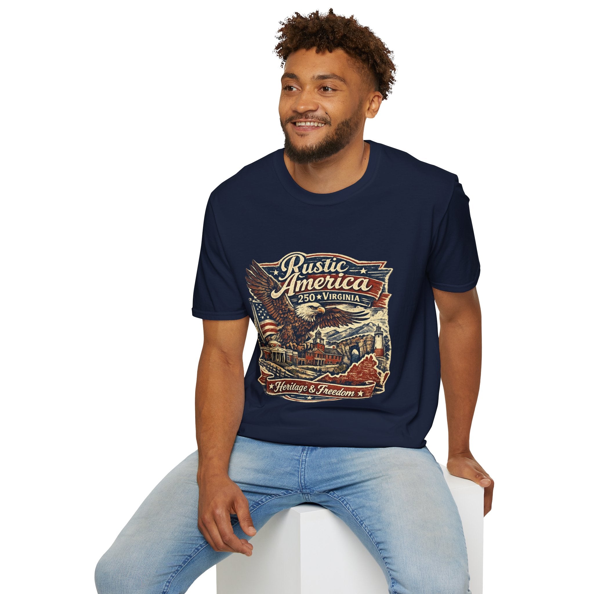 America 250 Virginia Eagle T‑Shirt — Heritage & Freedom Vintage Design