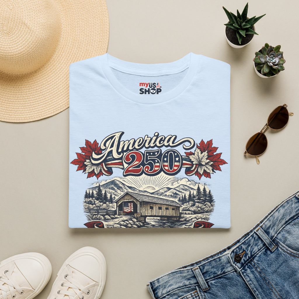 America 250 Vintage T-Shirt — Vermont Patriotic Vermont Mountains Tee