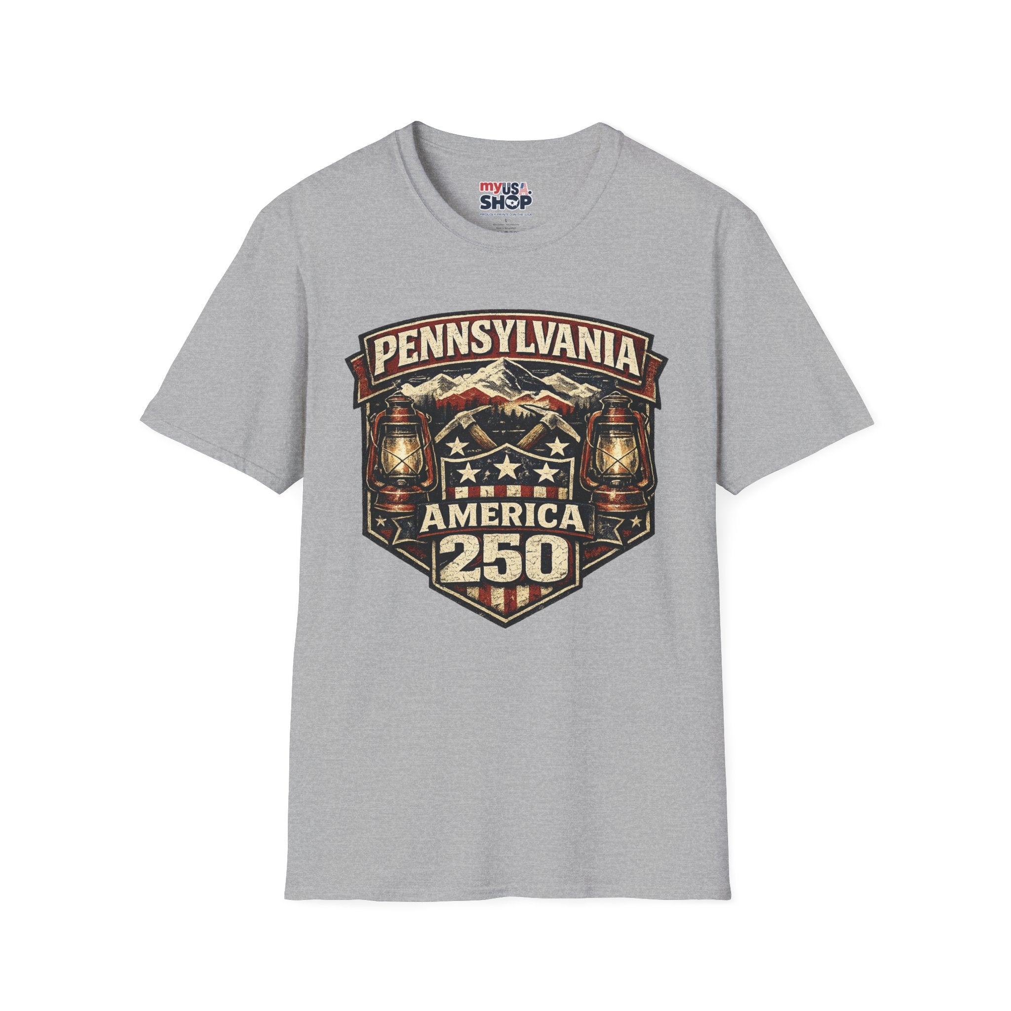 Pennsylvania America 250 Shirt — Rustic Mountain Miner Badge Graphic Tee