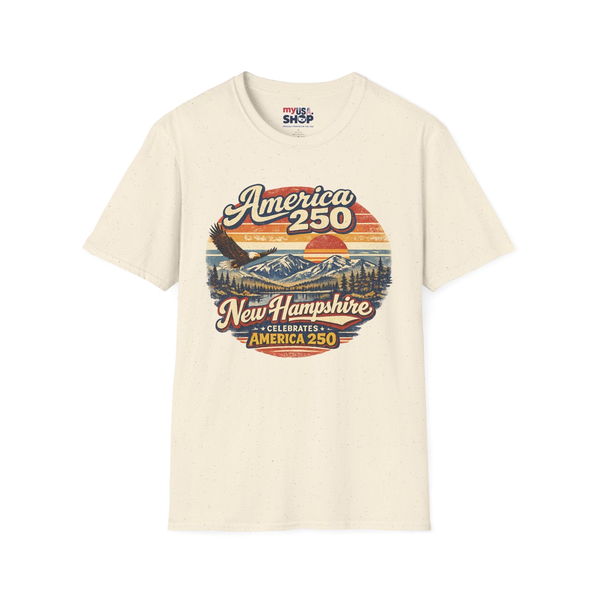 America 250 T-Shirt — Retro Eagle & Mountain New Hampshire Design