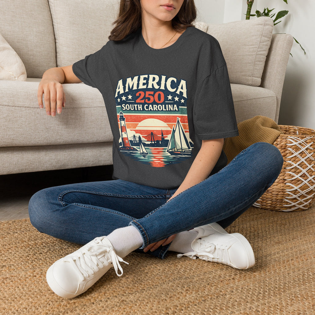 America 250 South Carolina T-Shirt – Retro Sunset Sailing Patriotic Tee