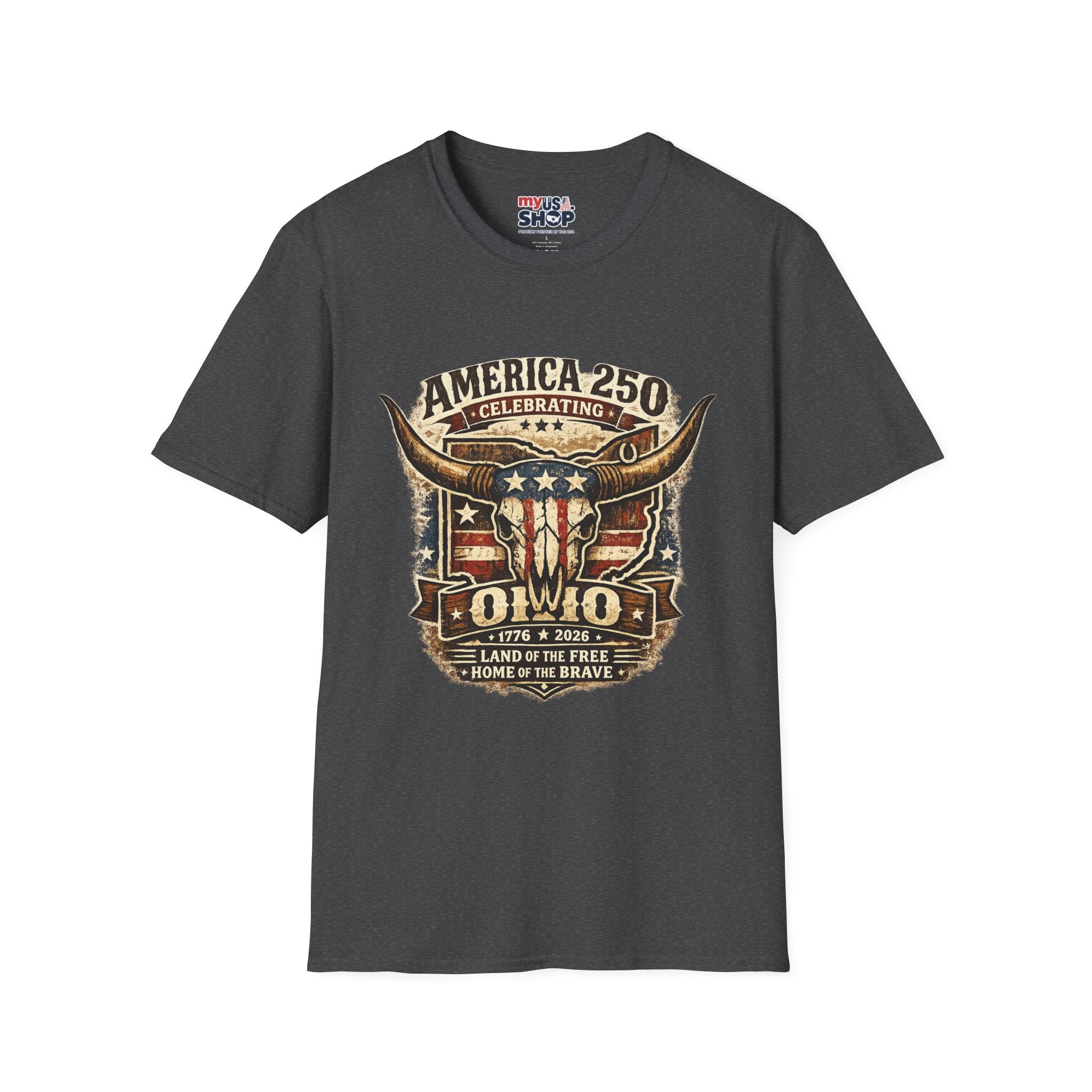 America 250 – Ohio Longhorn Skull Patriotic Vintage Tee Design