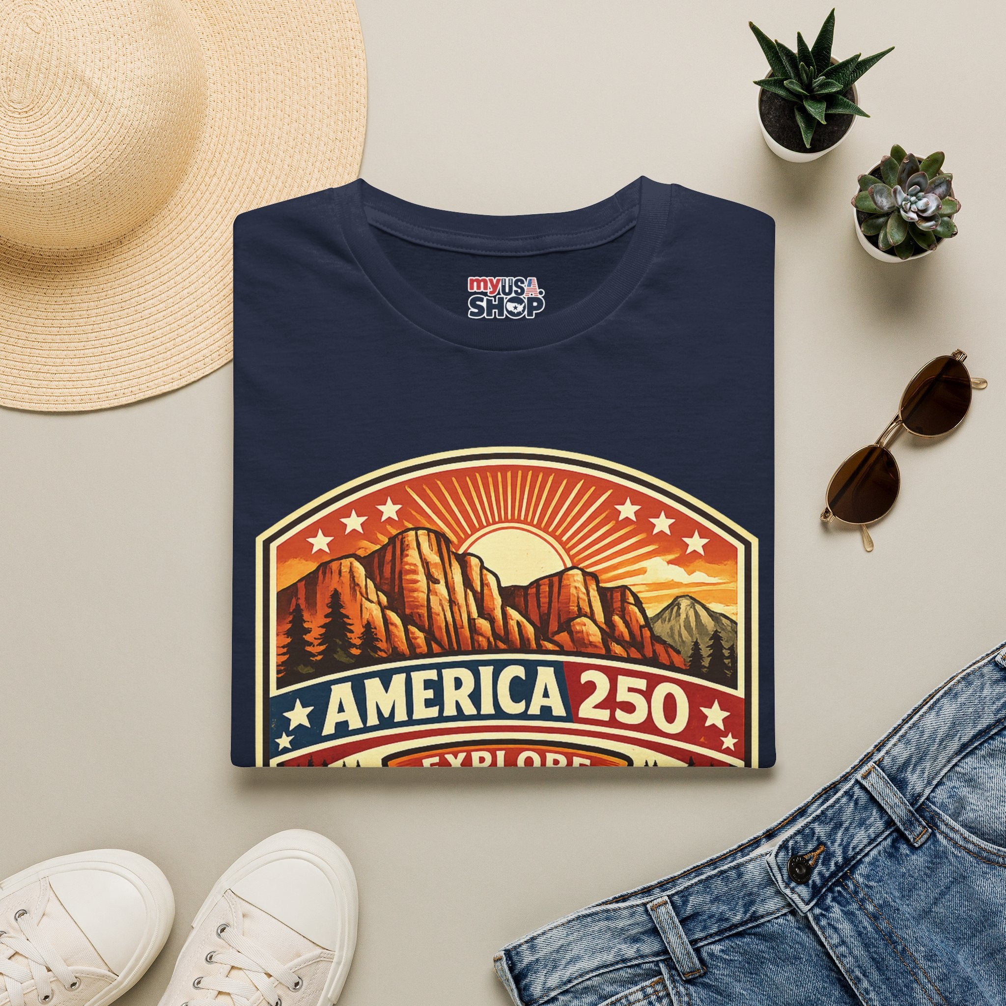 America 250 T-Shirt Utah Explore Freedom Vintage National Park Badge