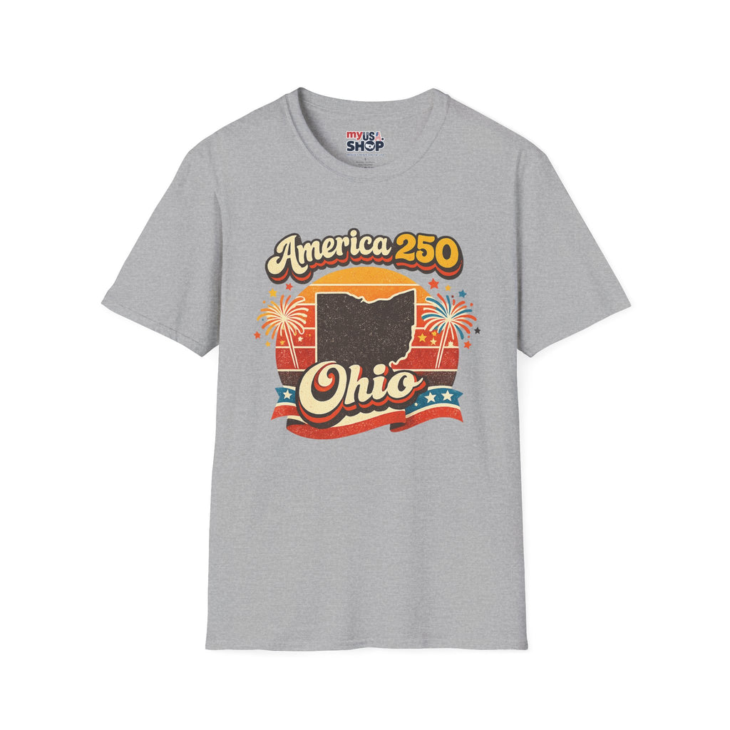 America 250 Ohio T‑Shirt — Retro Fireworks Bicentennial Celebration Tee