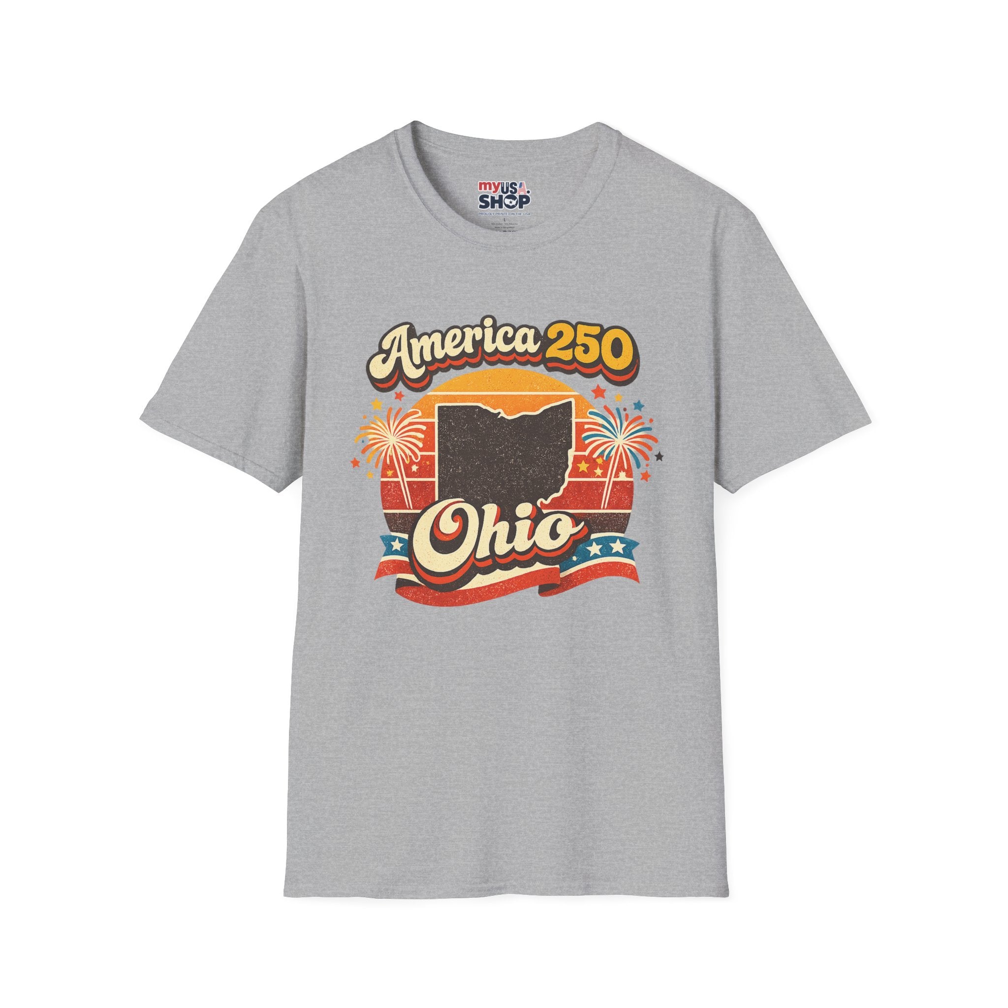 America 250 Ohio T‑Shirt — Retro Fireworks Bicentennial Celebration Tee