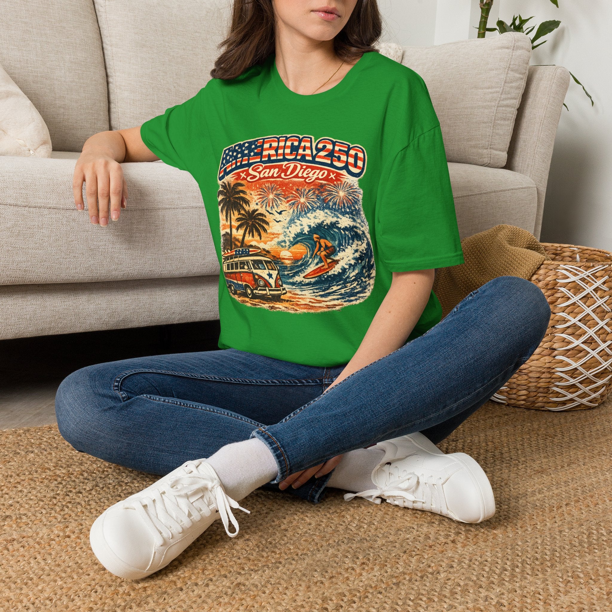 America 250 San Diego California Vintage Surf Tee