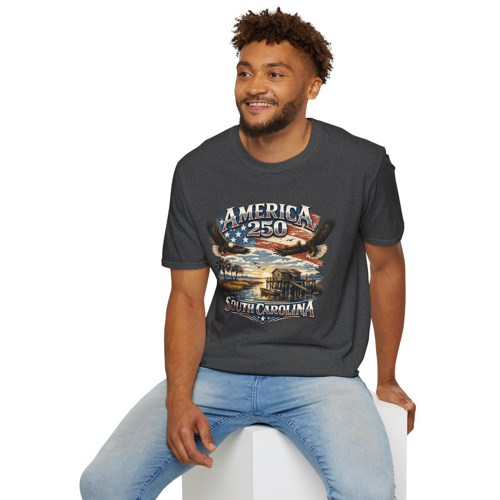 America 250 T-Shirt — South Carolina Patriotic Bald Eagles & Flag Graphic