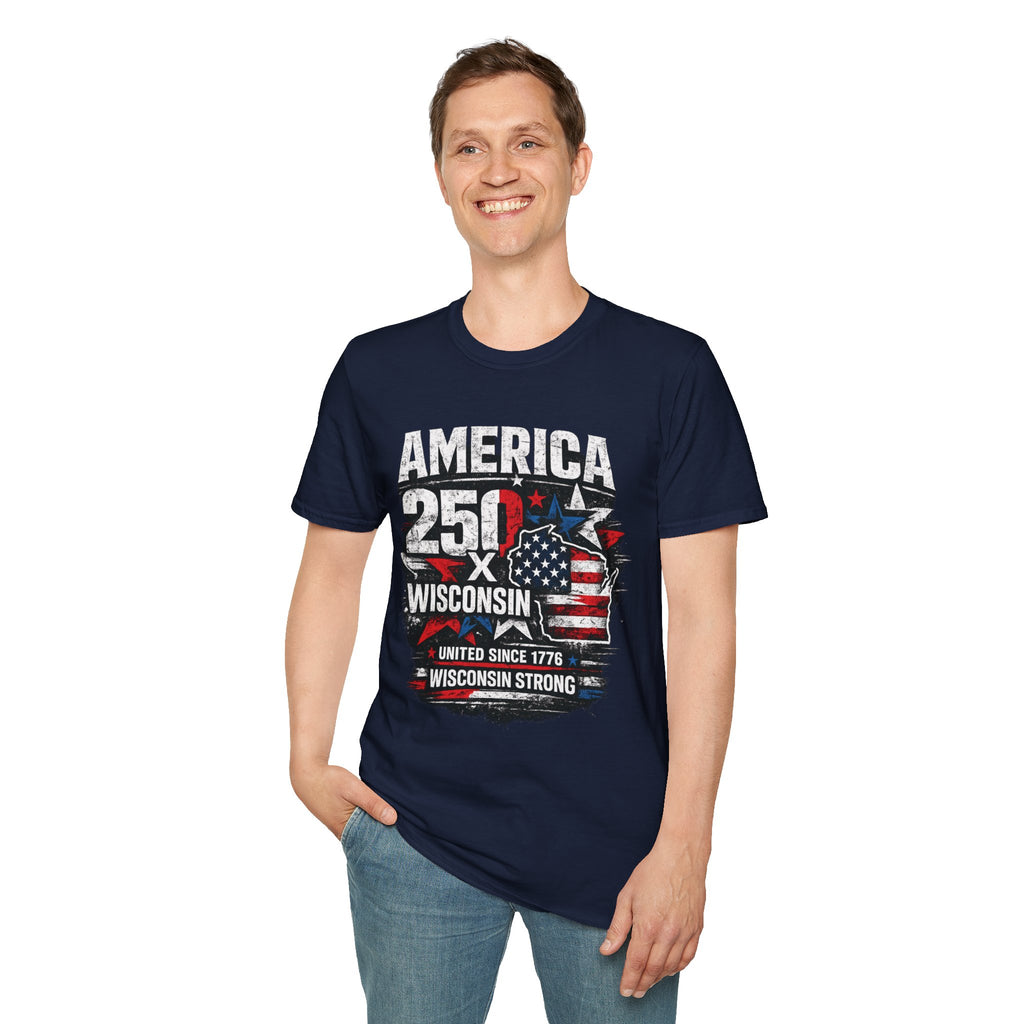 America 250 Wisconsin T-Shirt — USA 1776 Celebration Tee