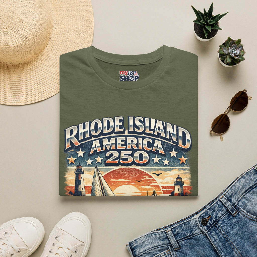 Rhode Island America 250 Shirt — Nautical Sunset Sailing Tee