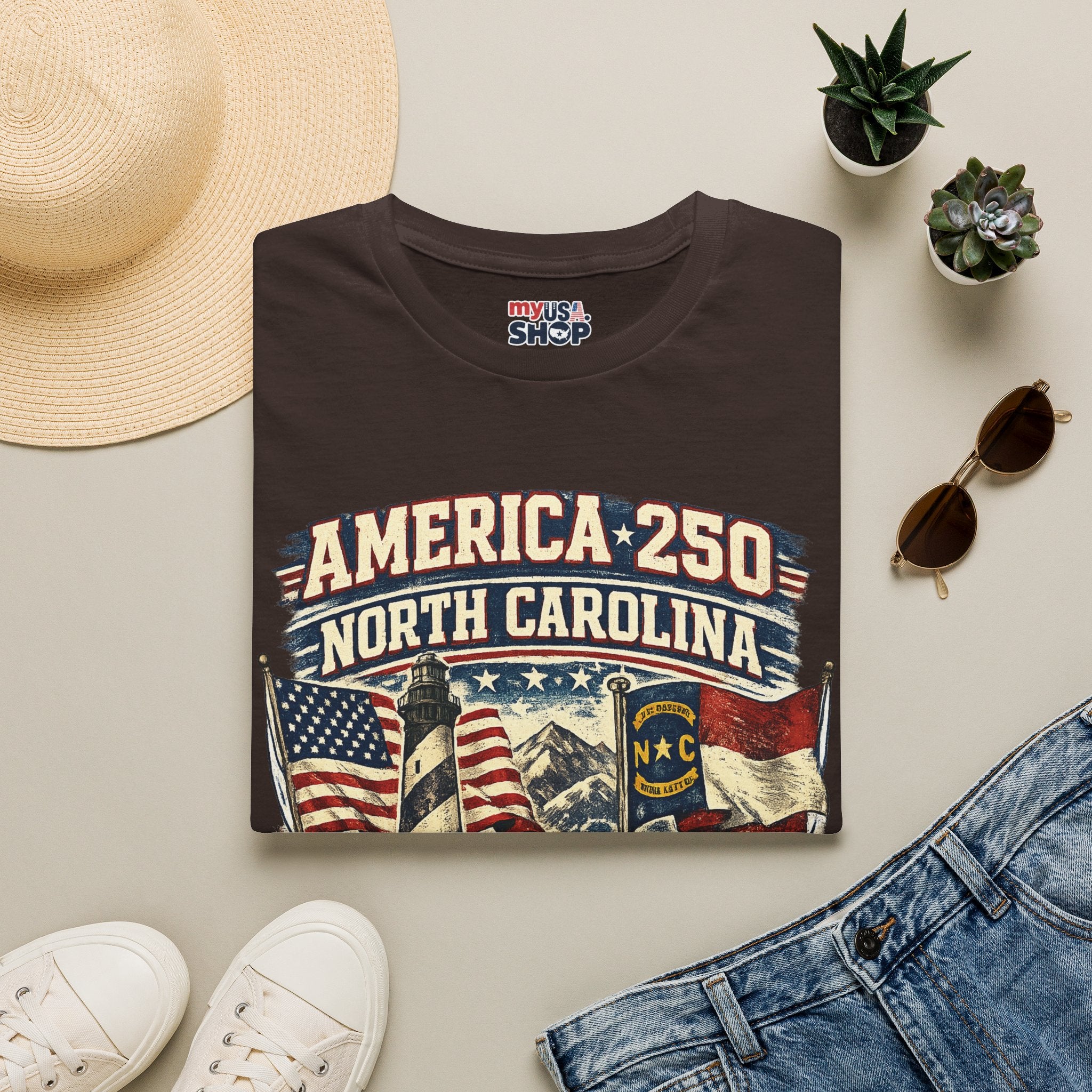 America 250 North Carolina T-Shirt — 1776–2026 Patriotic State Pride Tee
