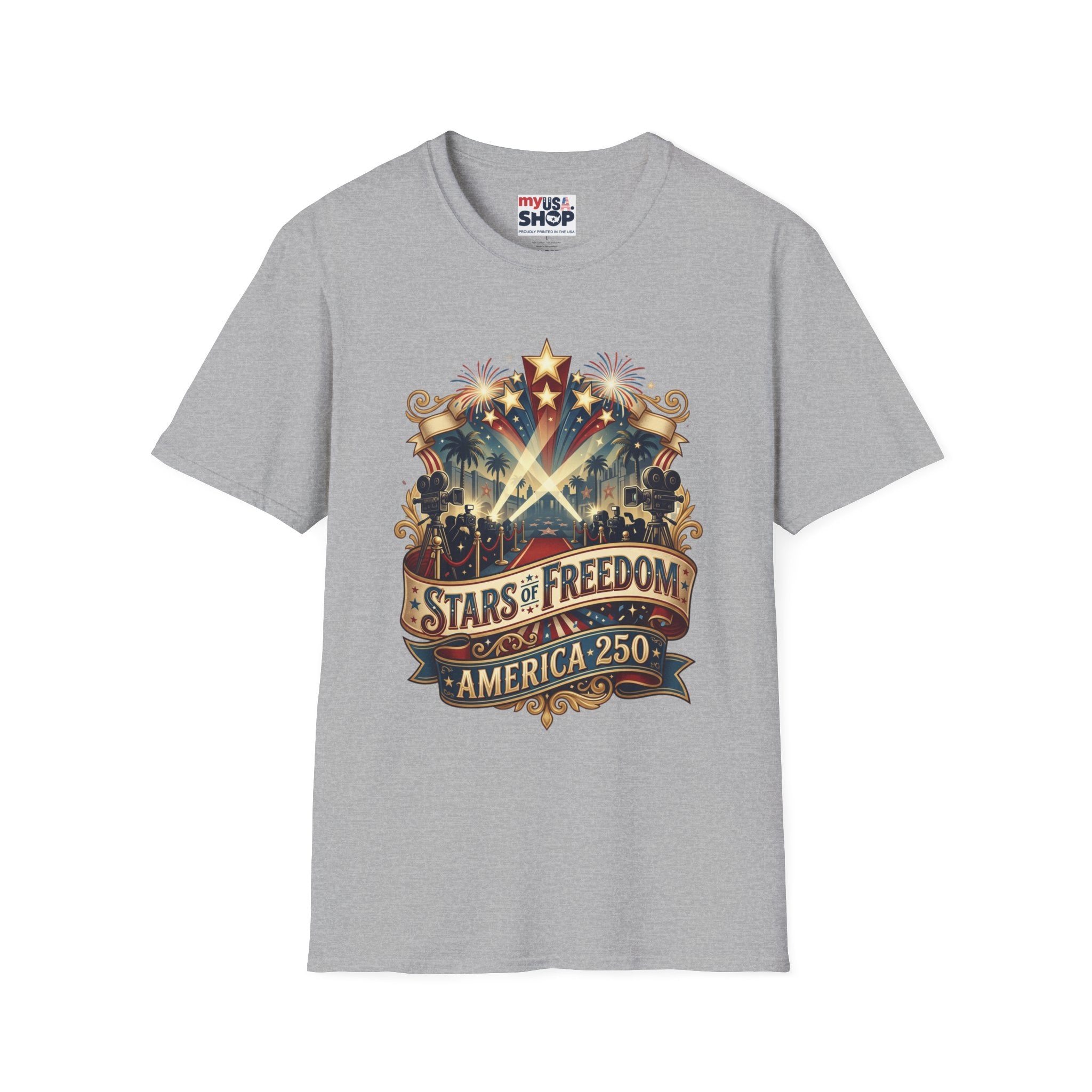 Stars of Freedom T‑Shirt — America 250 Patriotic Celebration Tee Pop Culture