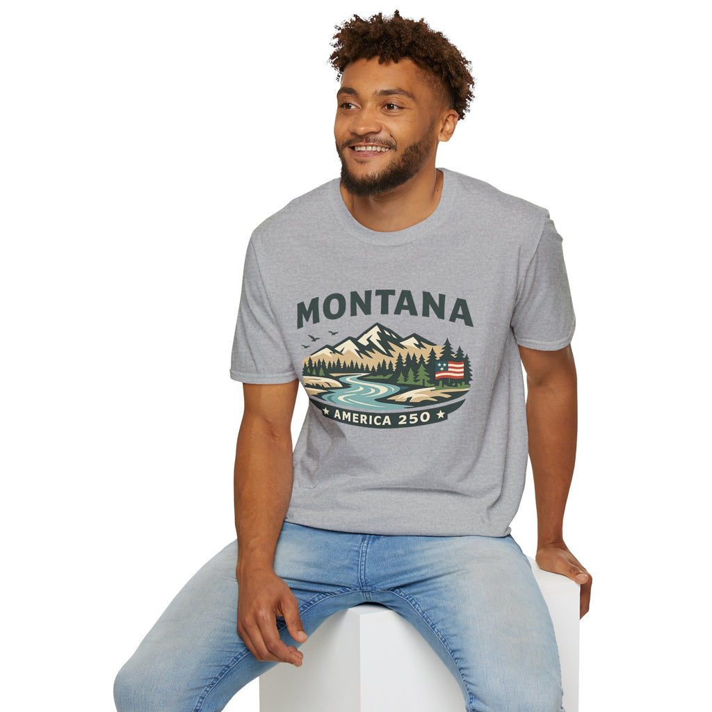Montana Mountain Scenic T-Shirt — America 250 Retro Nature Graphic