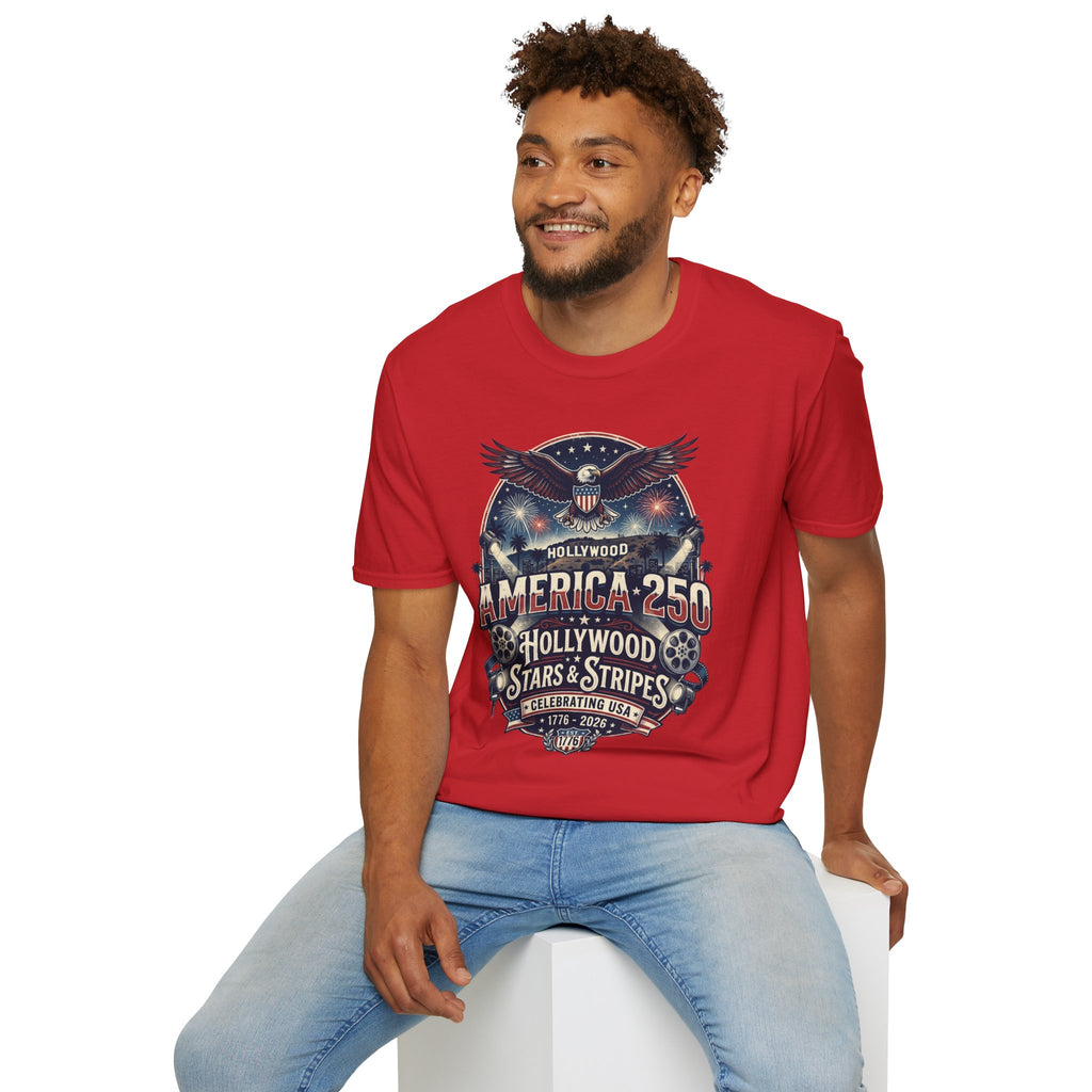 America 250 Graphic T-Shirt — Hollywood Stars & Stripes Eagle Design