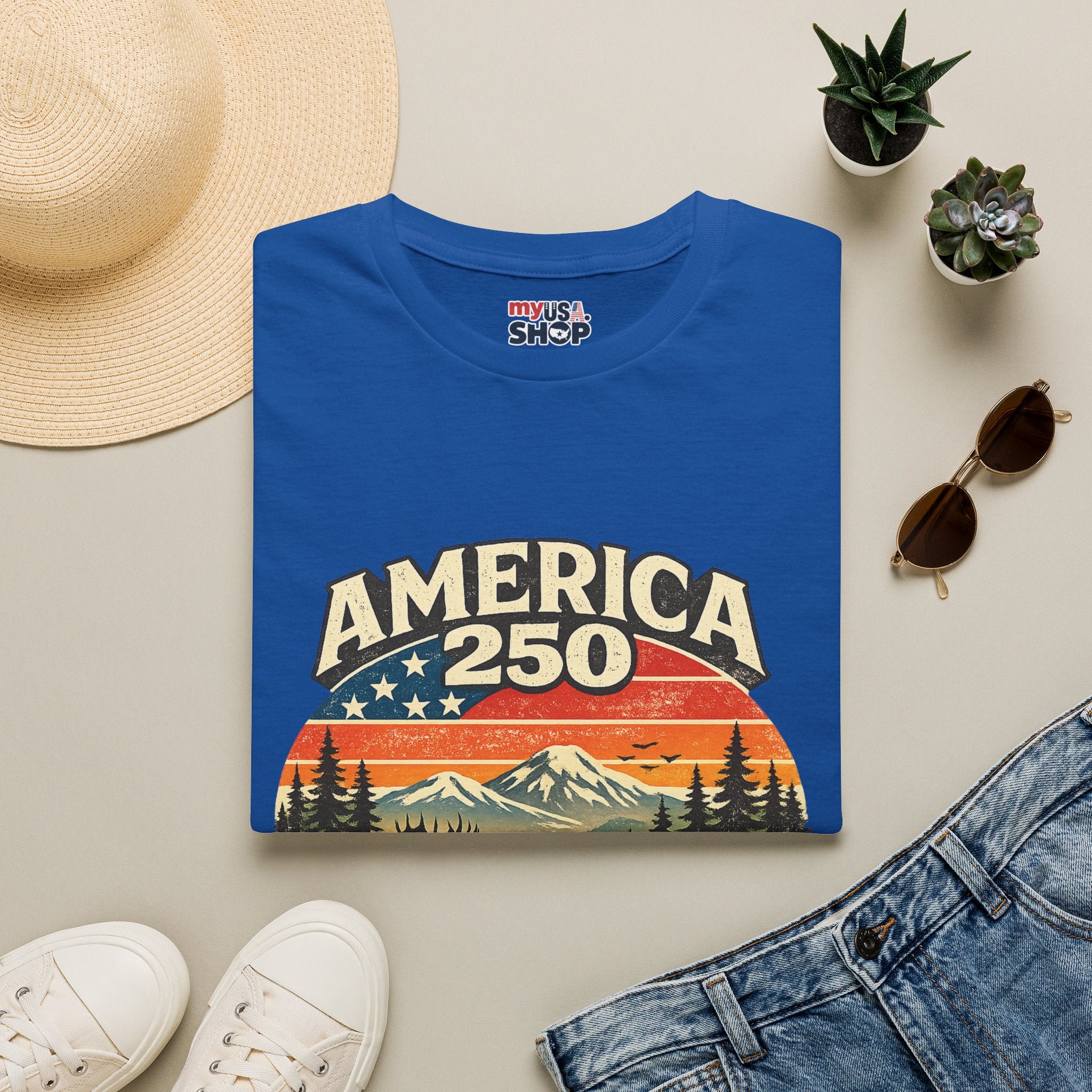 America 250 Oregon Shirt — Retro Wildlife Sunset Graphic Tee