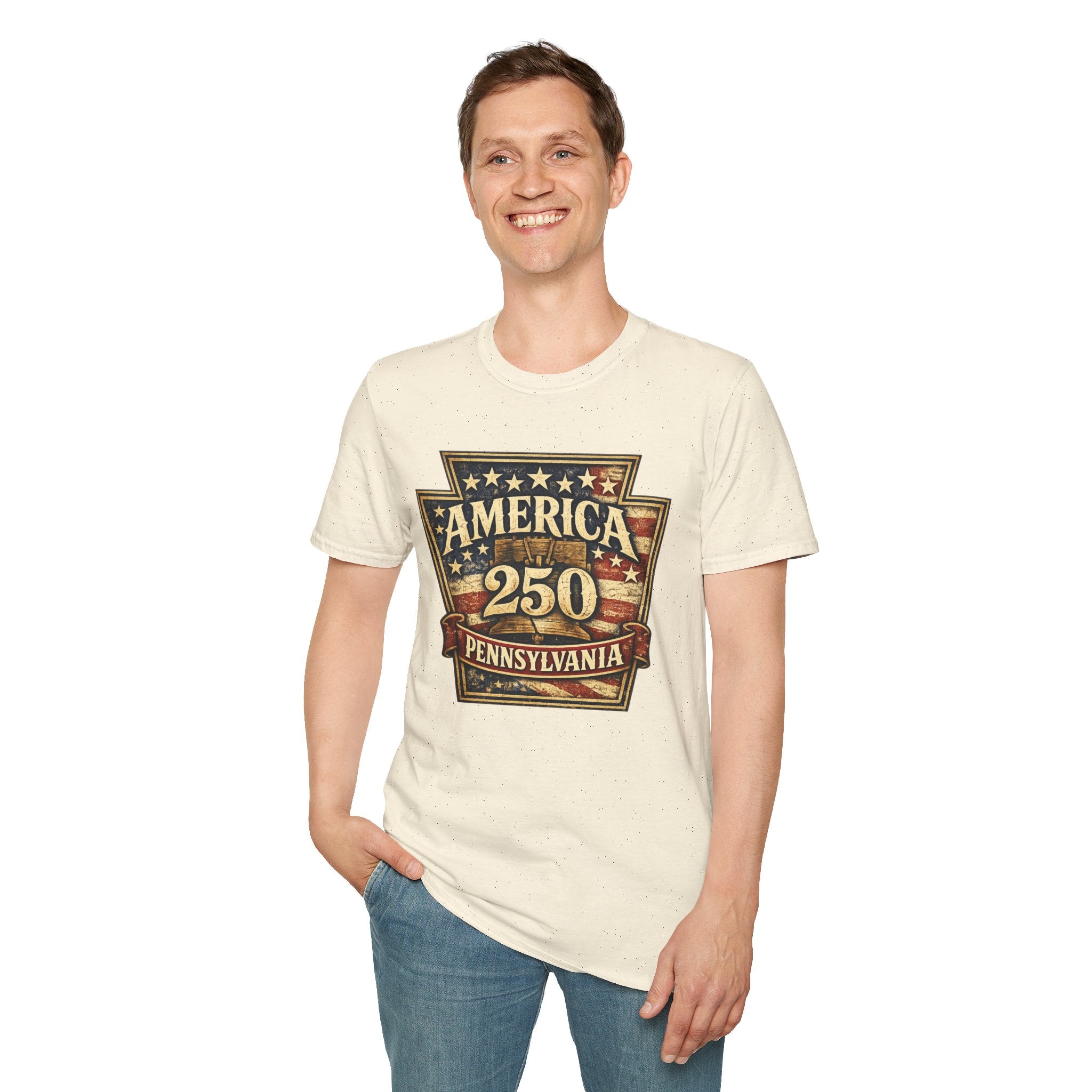 Pennsylvania America 250 Shirt — Keystone State Vintage Badge Graphic Tee