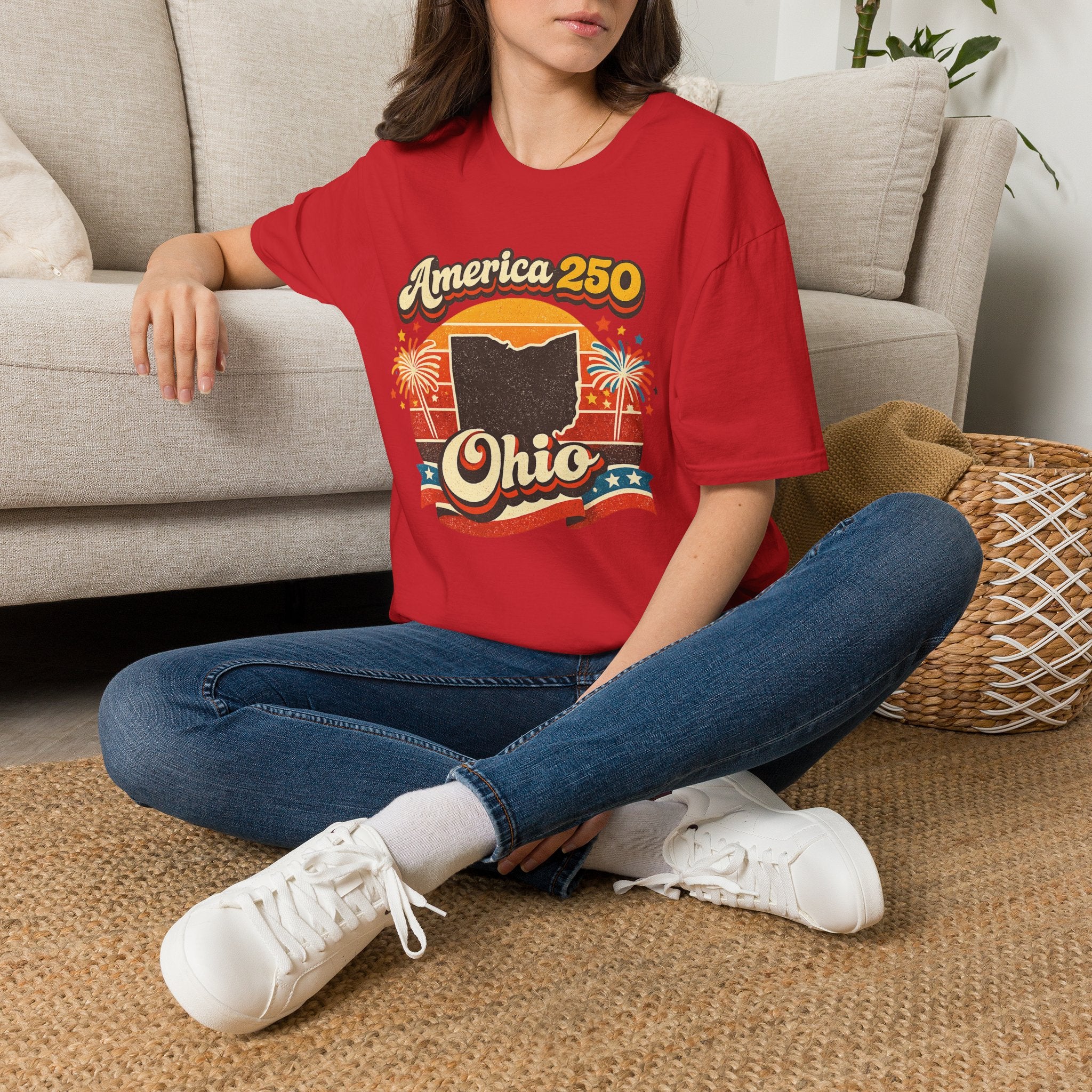 America 250 Ohio T‑Shirt — Retro Fireworks Bicentennial Celebration Tee