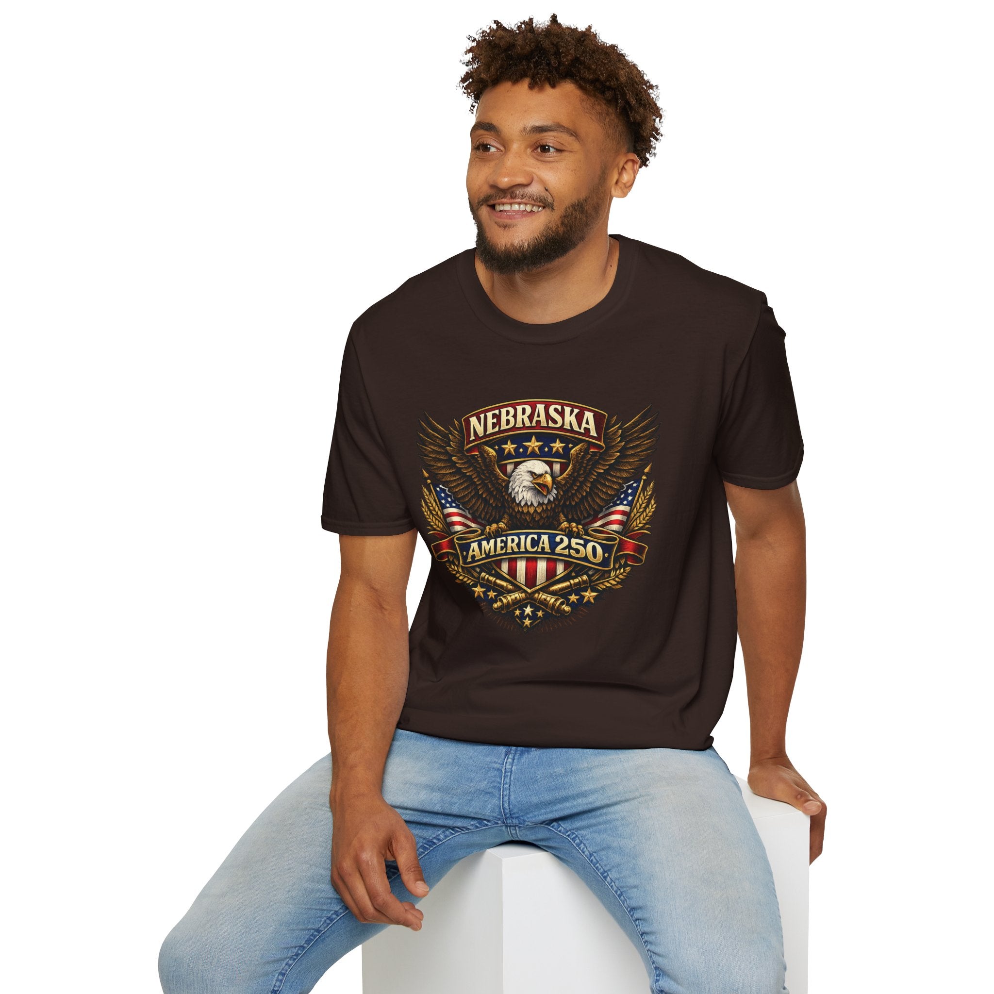 America 250 Nebraska Eagle T-Shirt — Patriotic USA State Tee