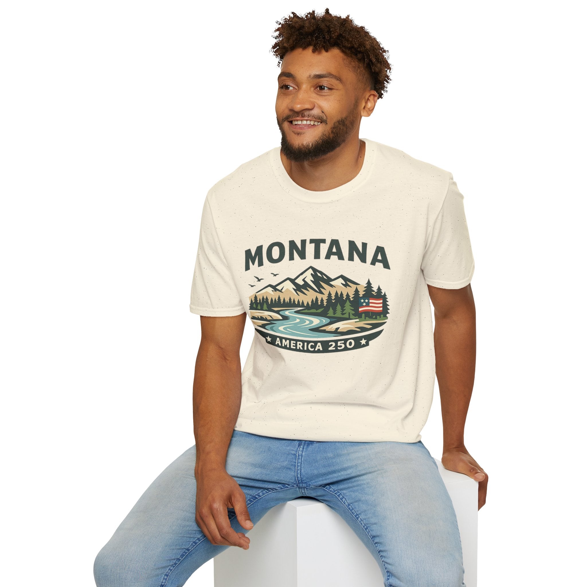 Montana Mountain Scenic T-Shirt — America 250 Retro Nature Graphic
