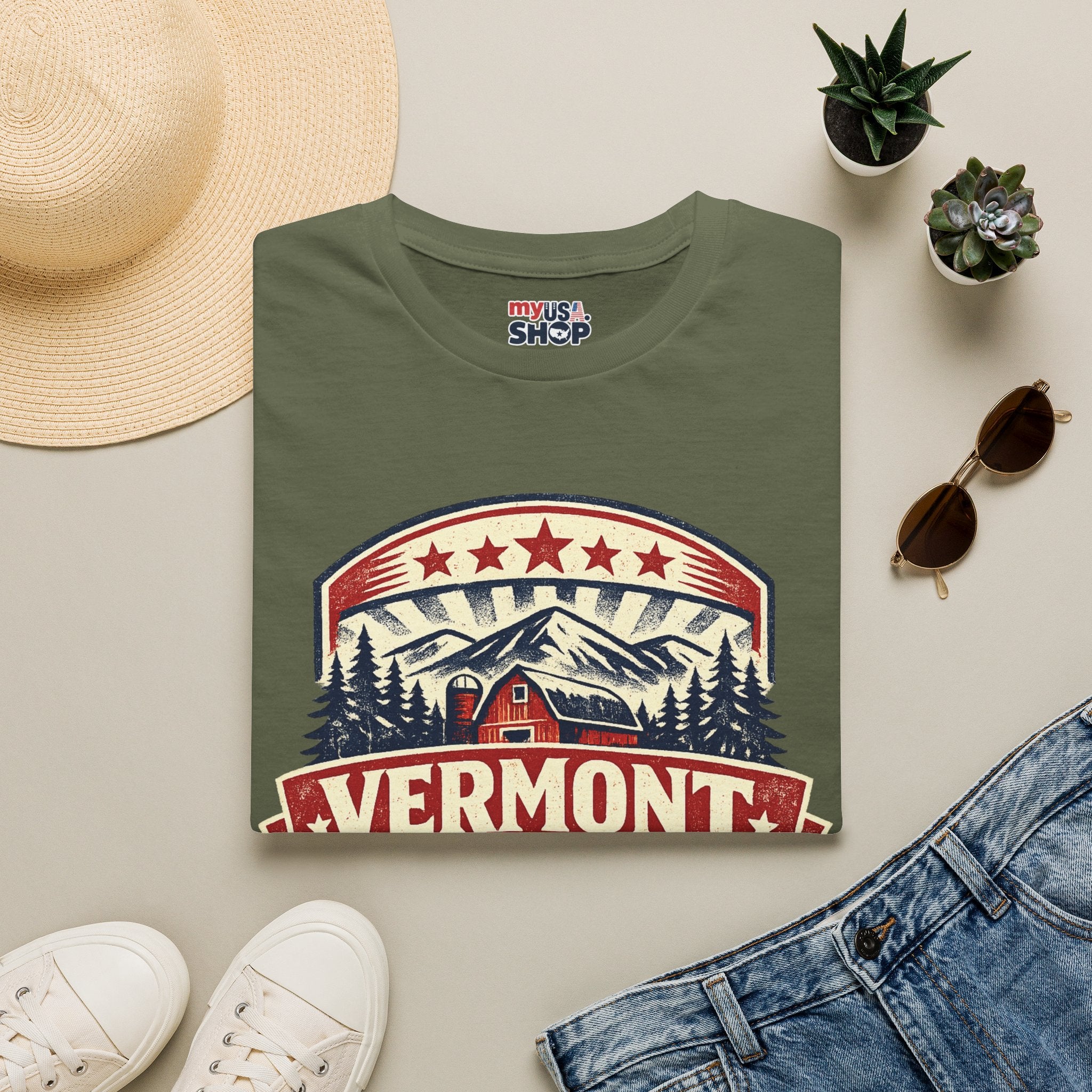 America 250 – Vermont 1776–2026 Mountain Heritage Vintage Tee Design