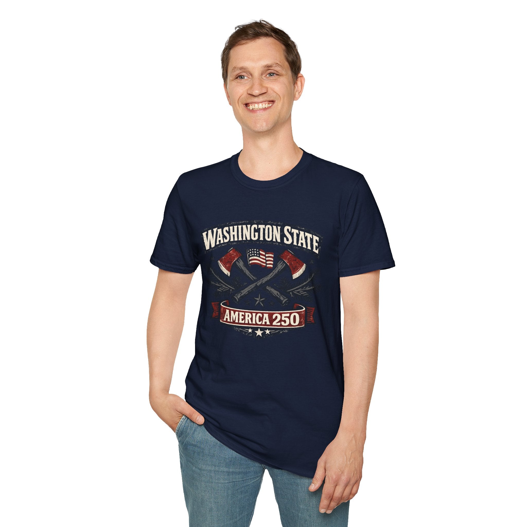 America 250 Washington State T-Shirt —  Axes Retro Graphic Tee