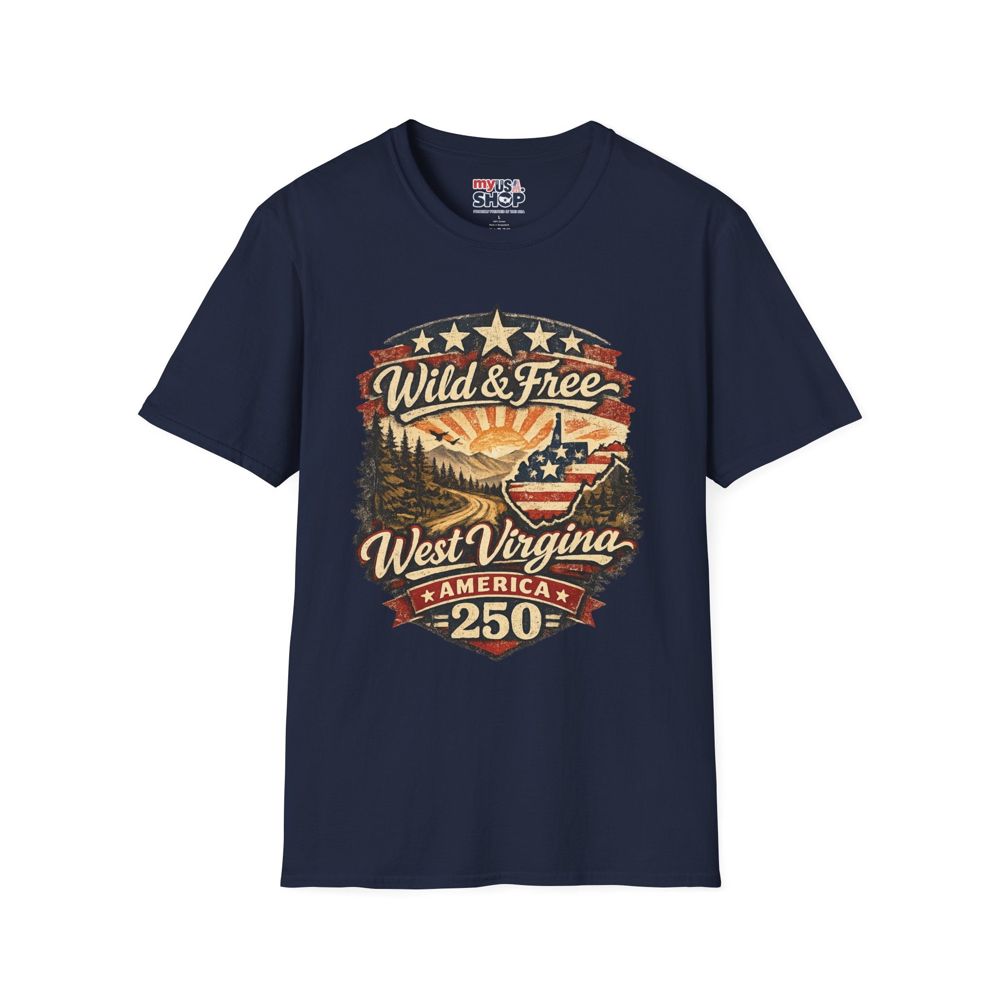 Wild & Free West Virginia T-Shirt — America 250 Mountain Sunset Tee