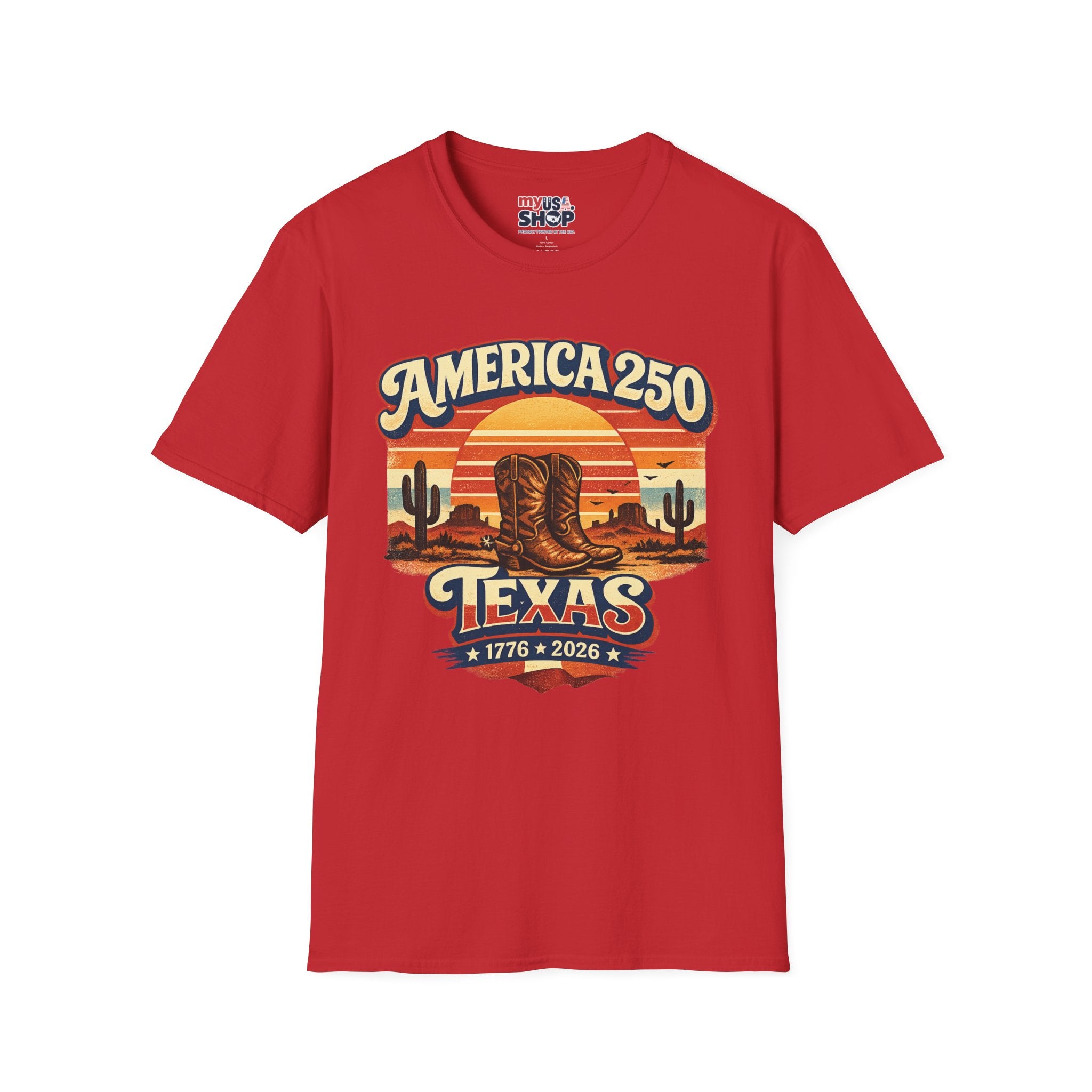 America 250 Texas T-Shirt — Retro Desert Cowboy Graphic Tee
