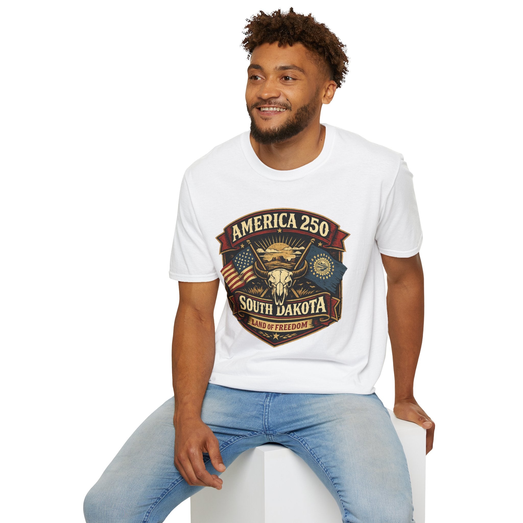 America 250 South Dakota T-Shirt — Western Skull Heritage Graphic Tee