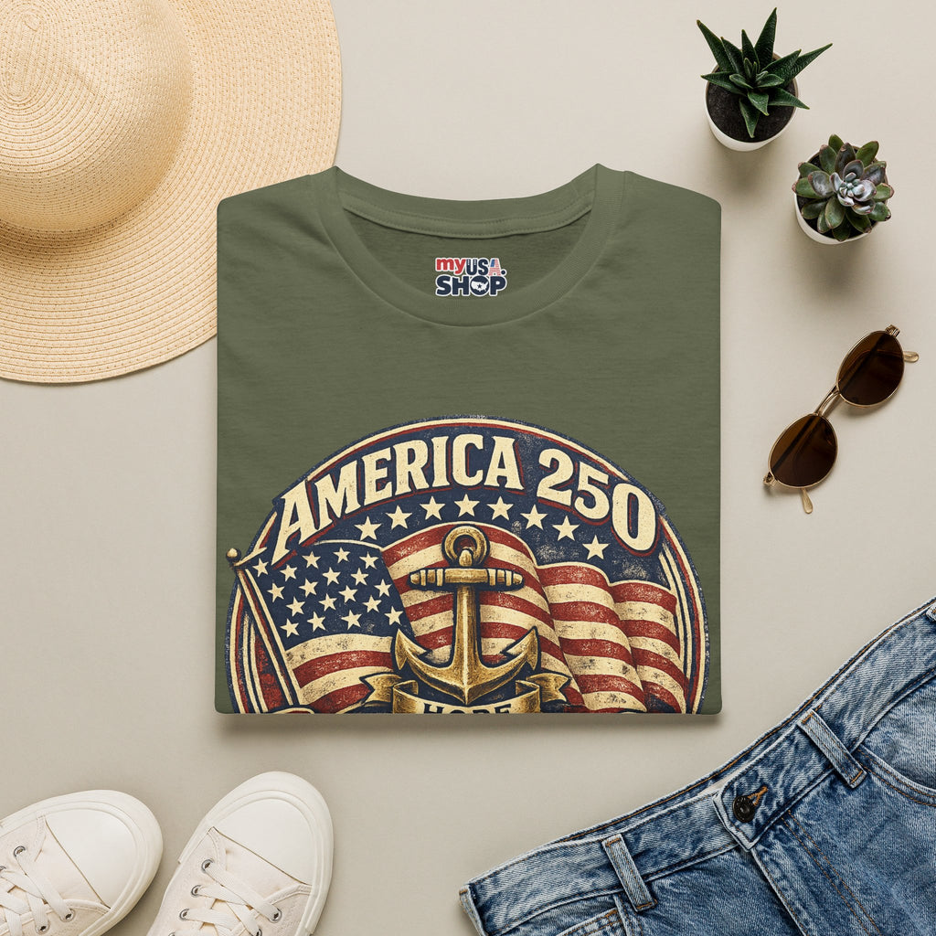 America 250 Rhode Island Shirt — Hope Anchor Patriotic Graphic Tee