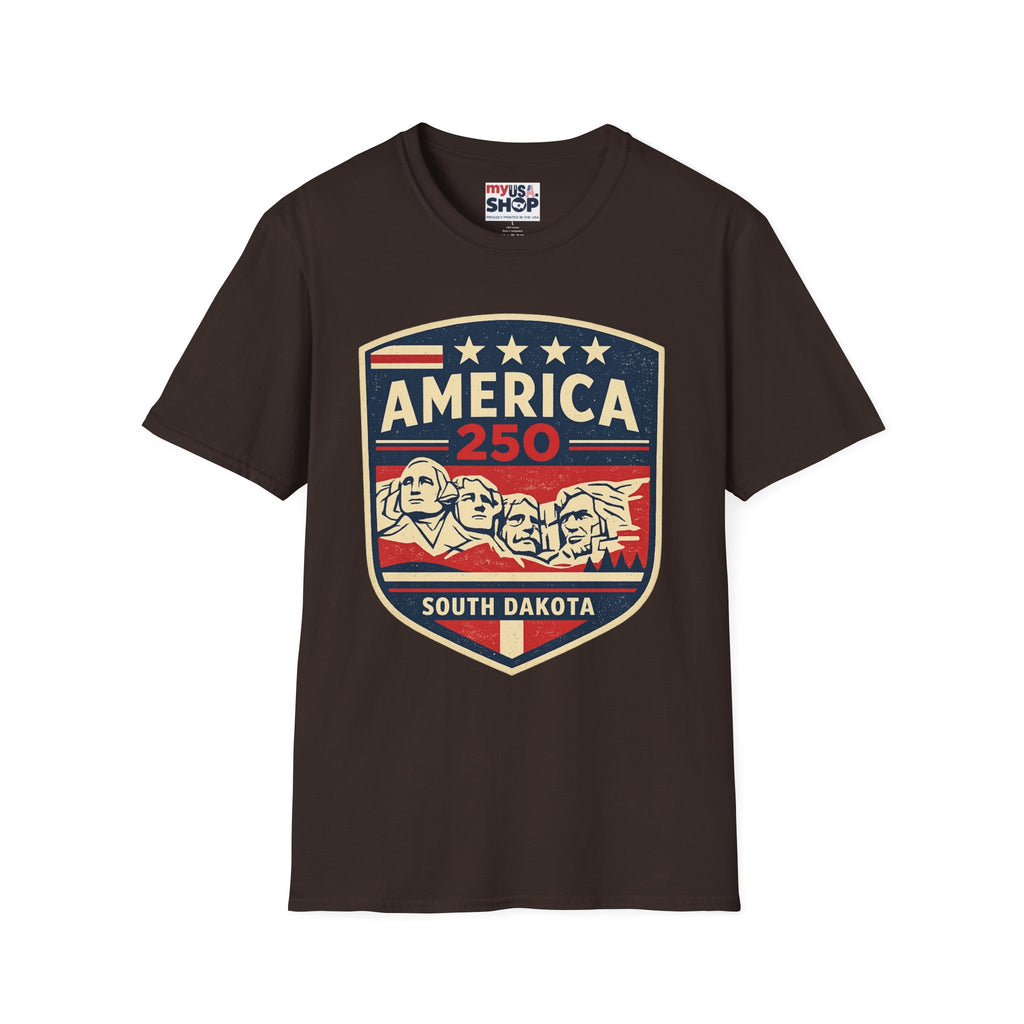 America 250 South Dakota Shirt — Retro Mount Rushmore USA Graphic Tee