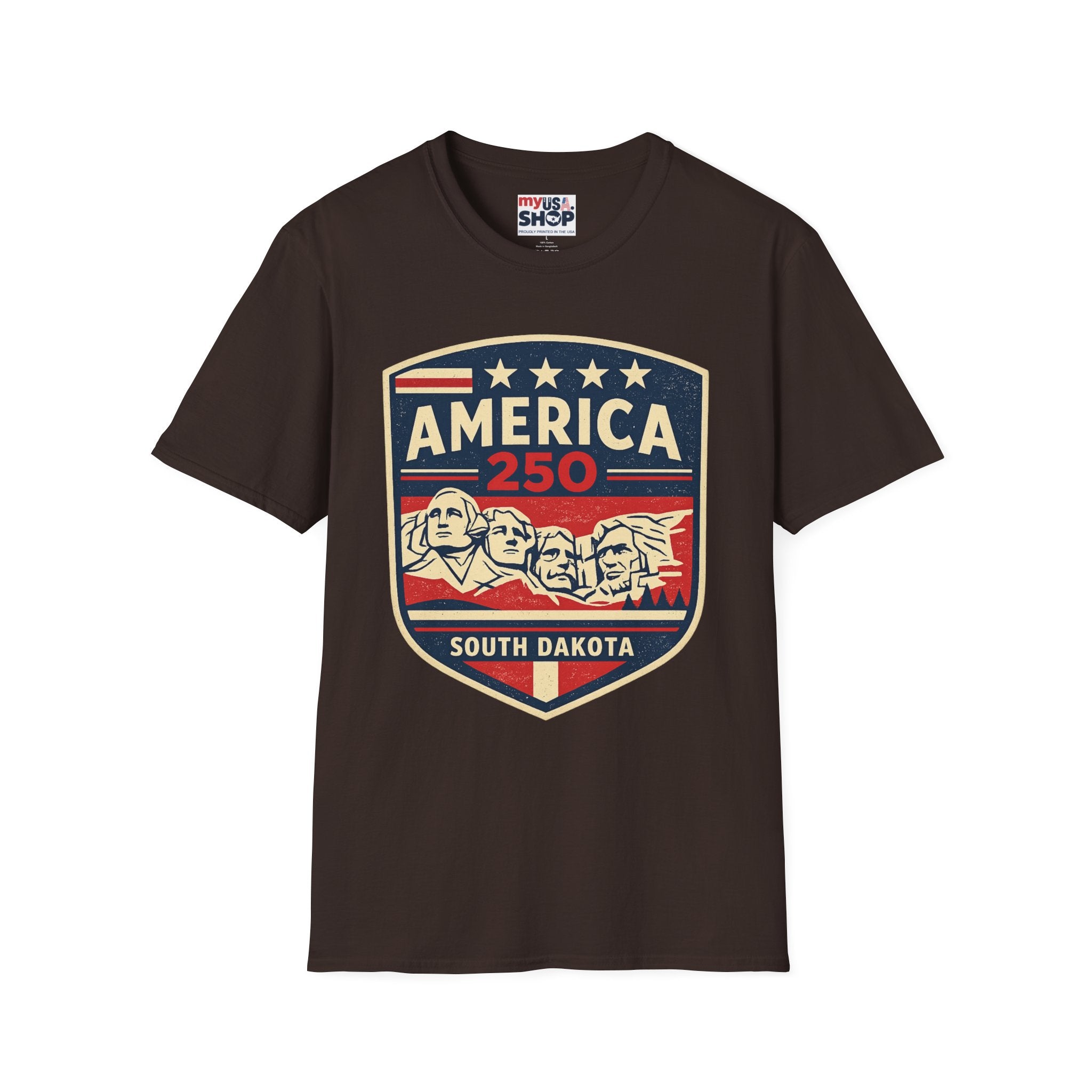 America 250 South Dakota Shirt — Retro Mount Rushmore USA Graphic Tee