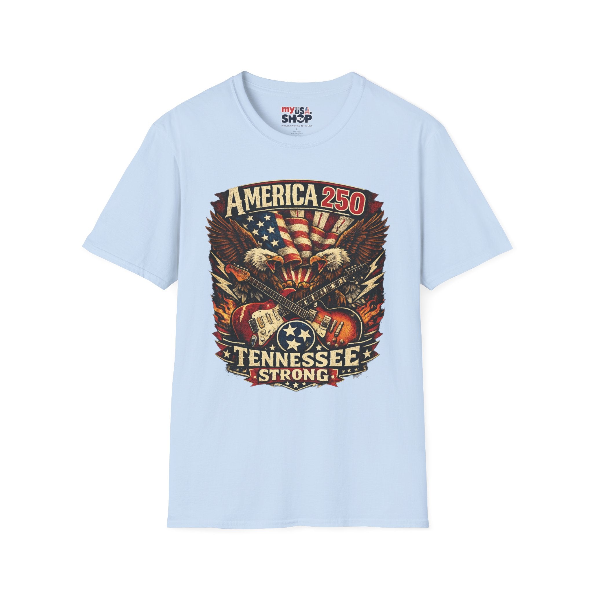 America 250 Tennessee Shirt — Tennessee Strong Patriotic Music Graphic Tee